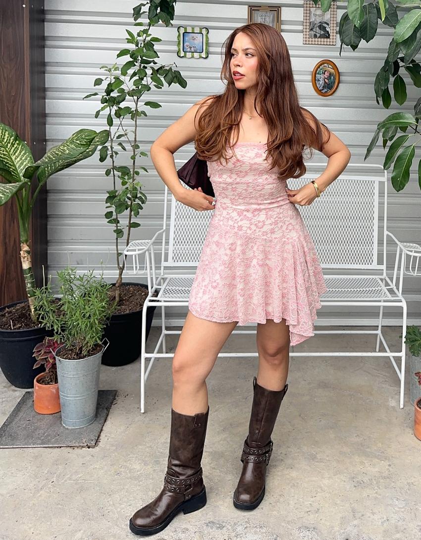 Mini-Bandeau-Kleid-Rosa