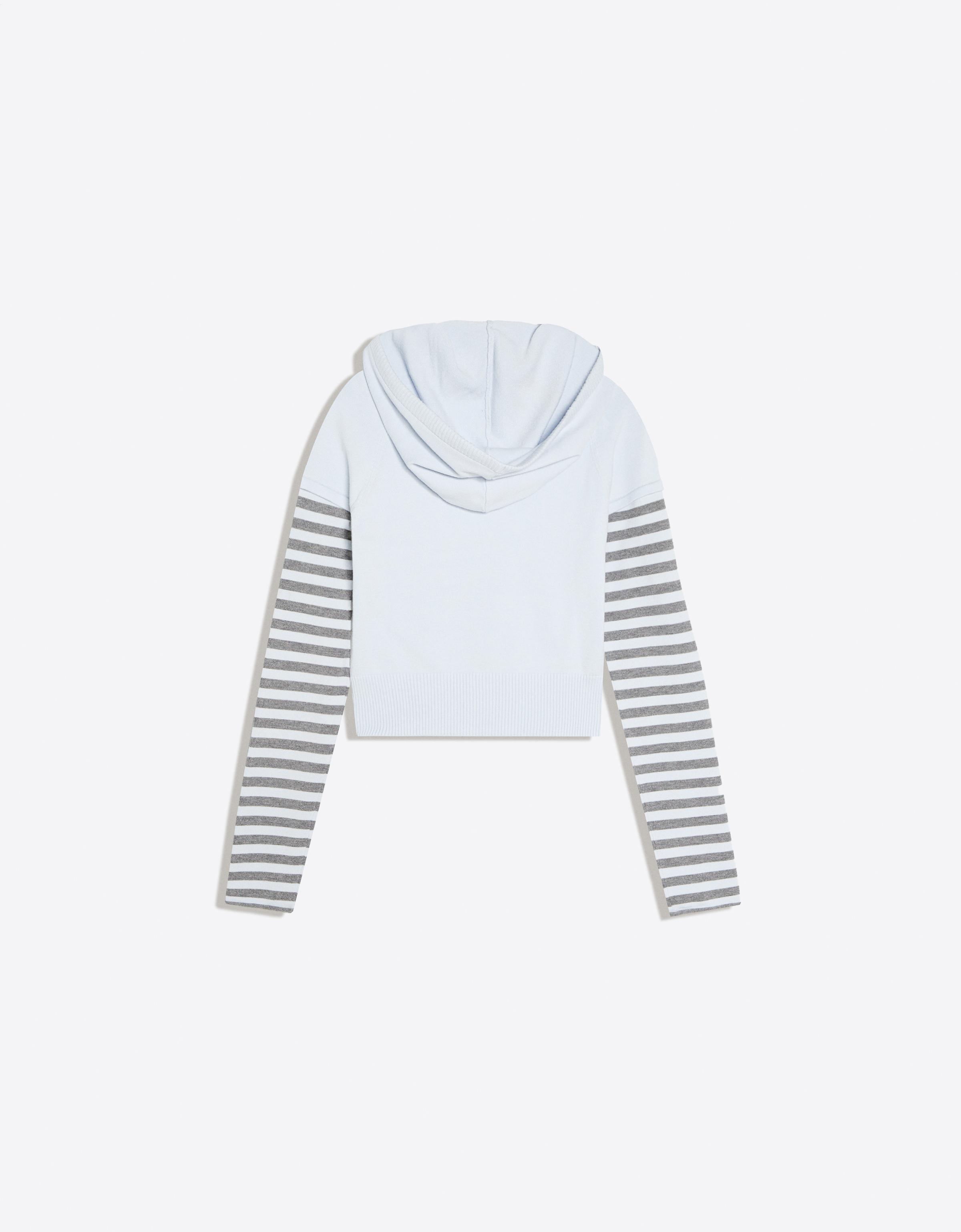 Hooded sweater with contrast sleeves — Light blue