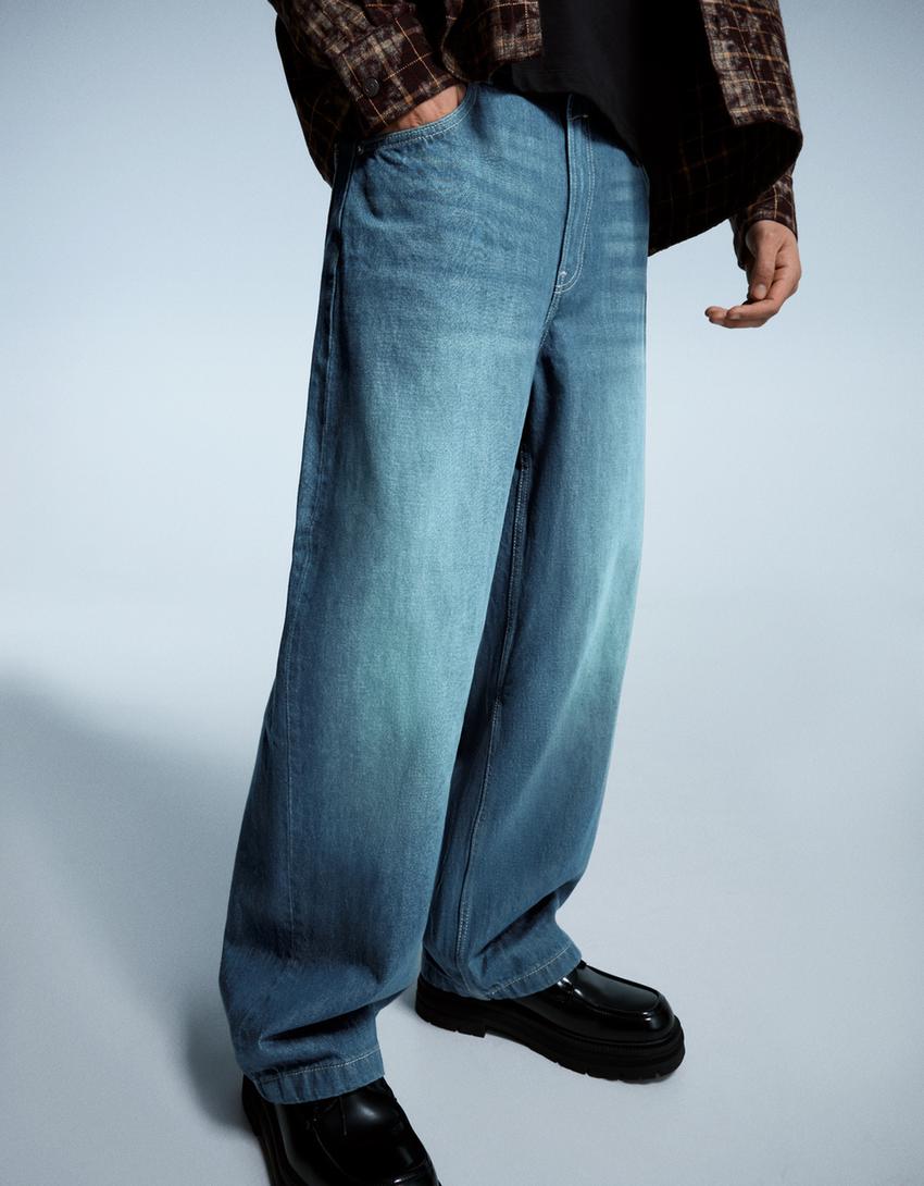 Jeans super baggy fit-Verde