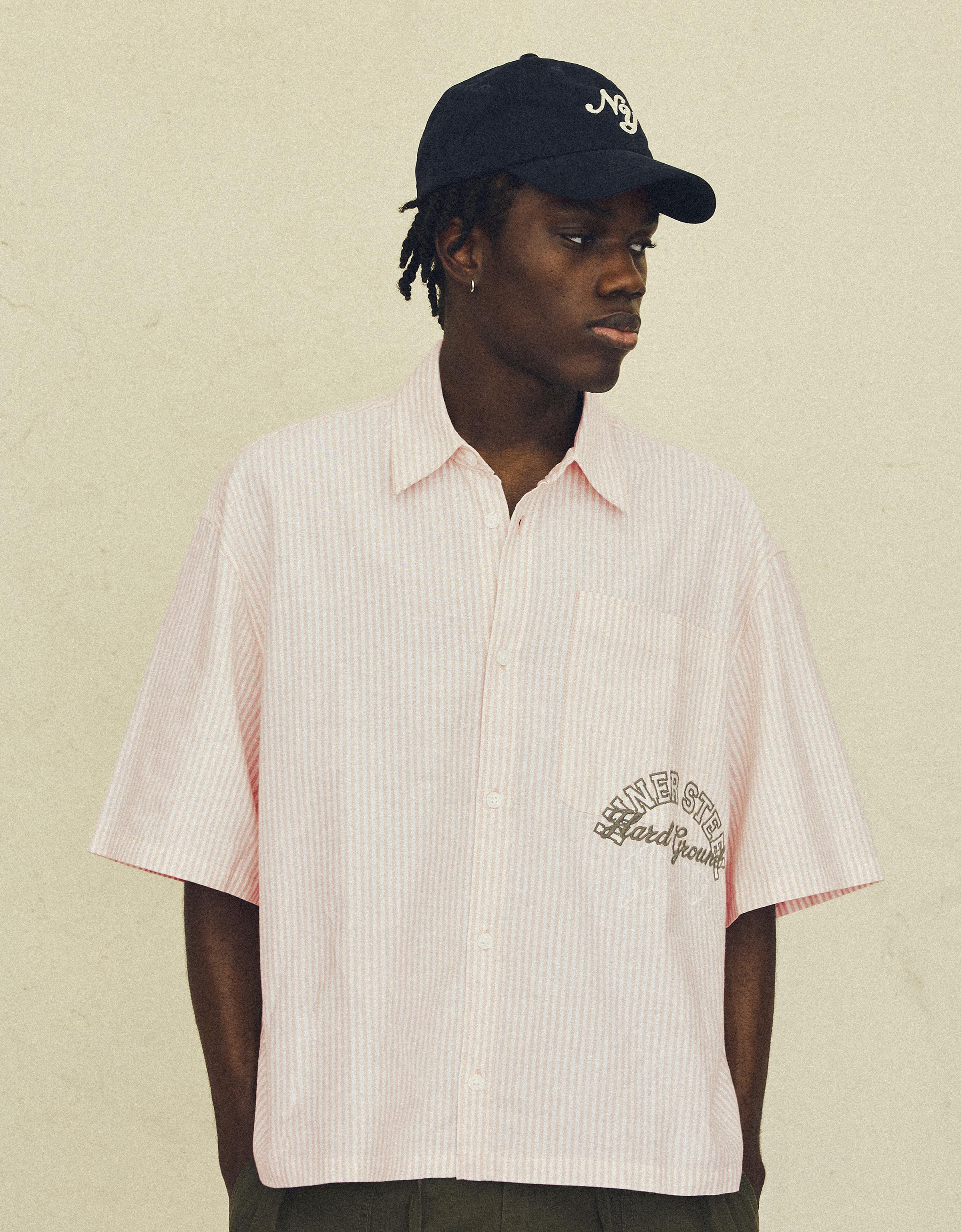 Short sleeve embroidered shirt — Cream