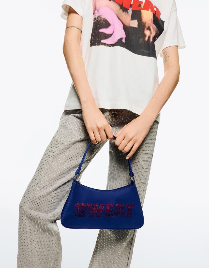 Tasche mit Print-Blau-1