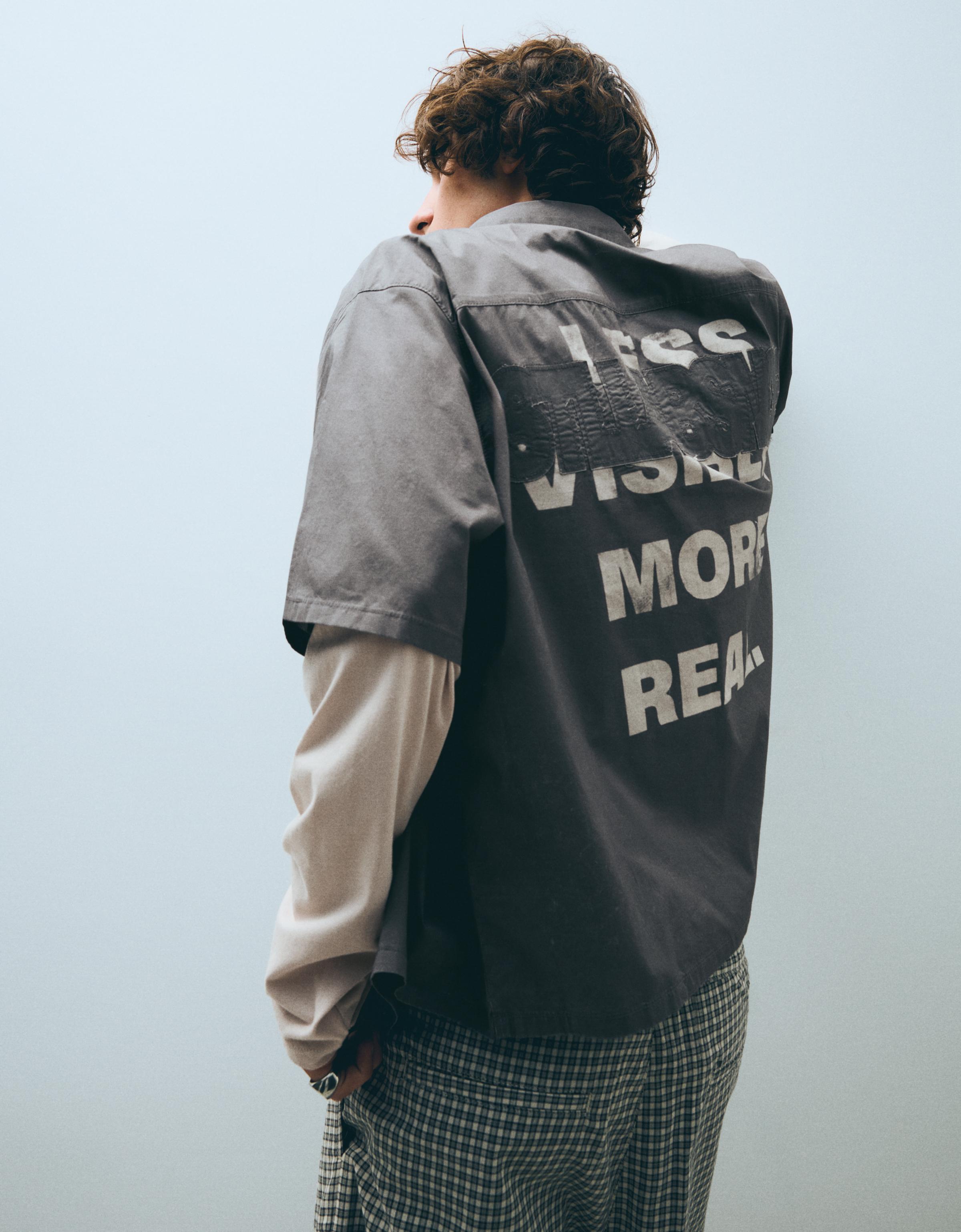 Double sleeve shirt with back print — Grey