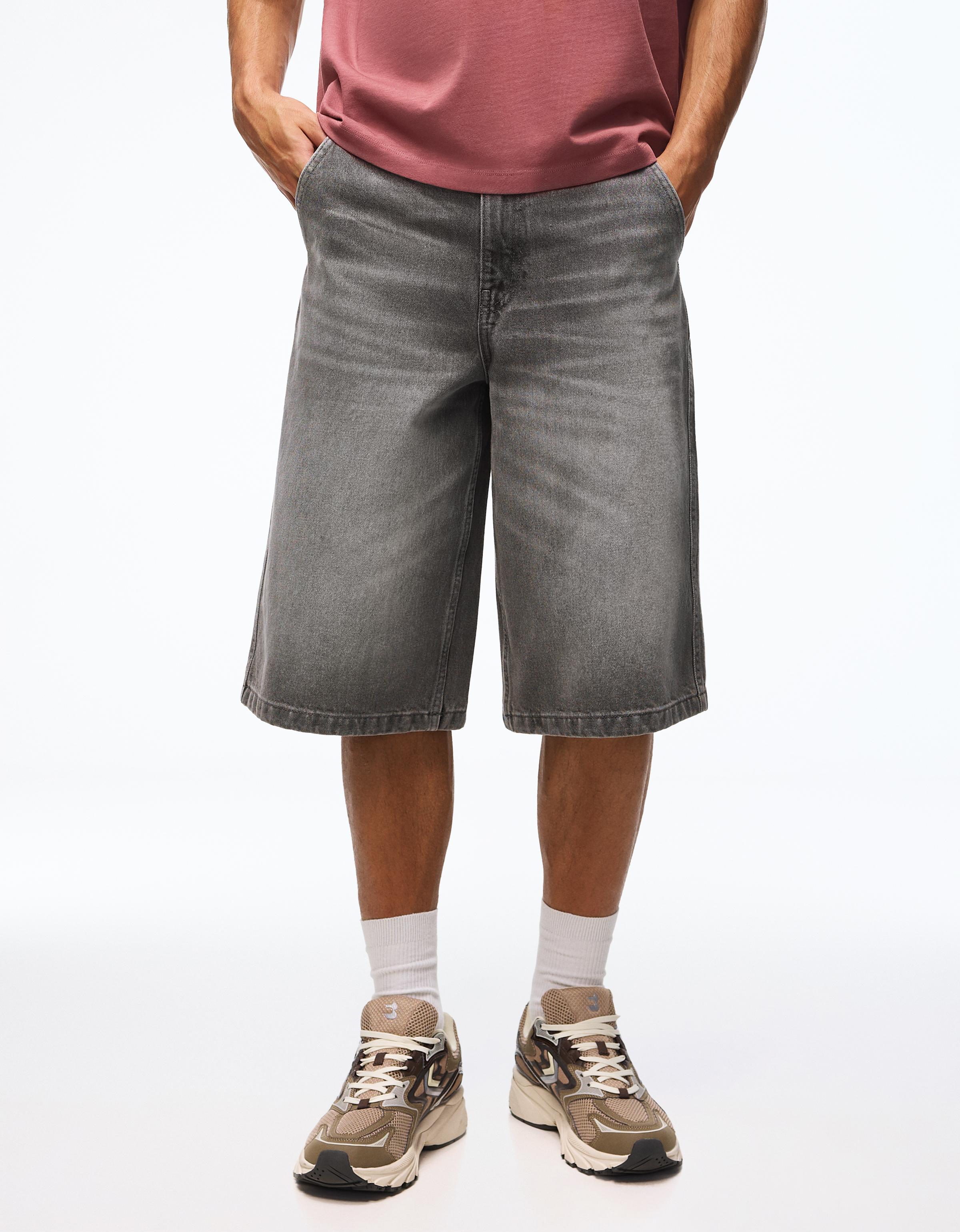 Skater denim Bermuda shorts — Grey