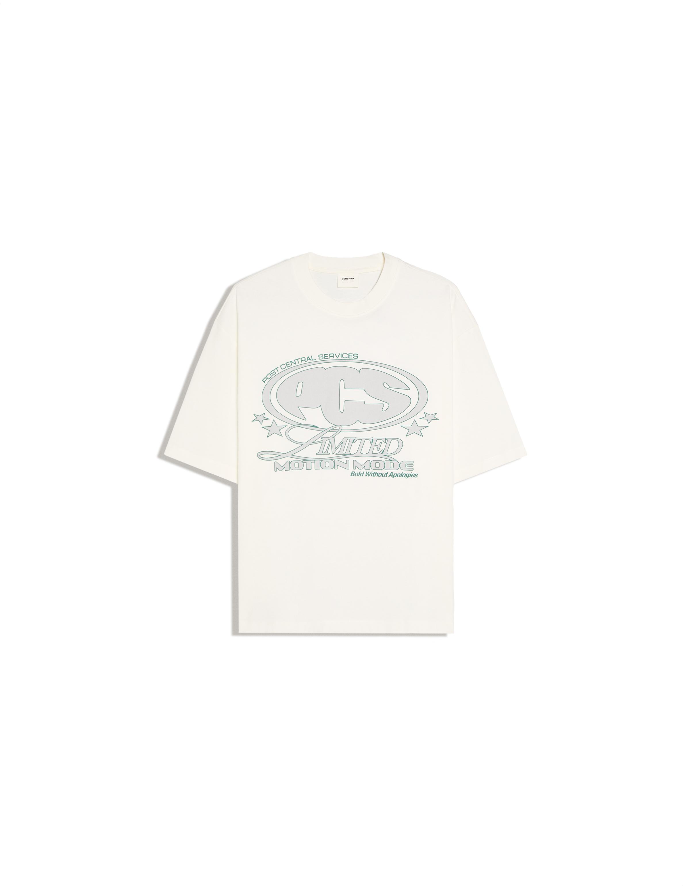 Short sleeve boxy print T-shirt — White