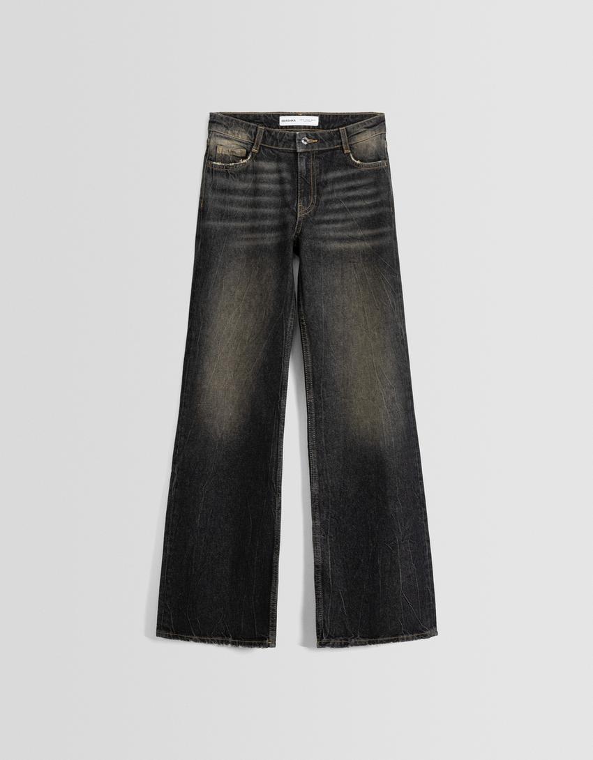 Flared baggy jeans-Black-4