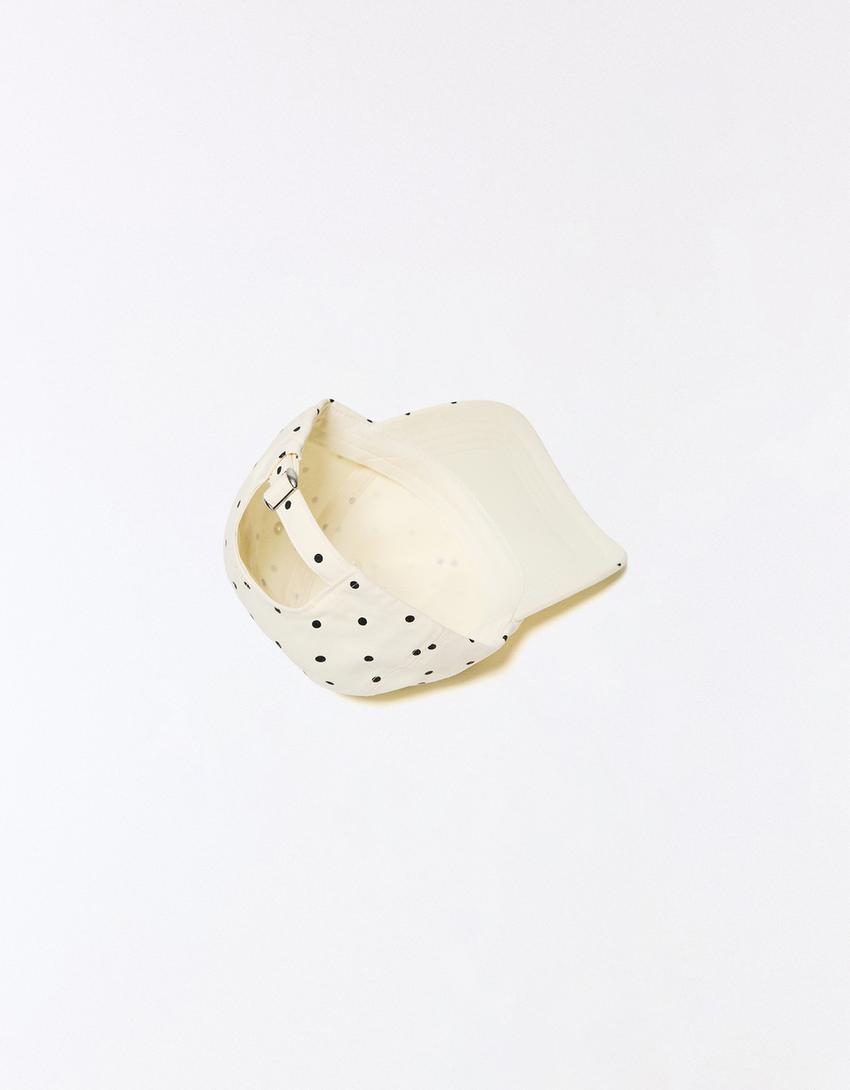 Polka dot cap-Cream