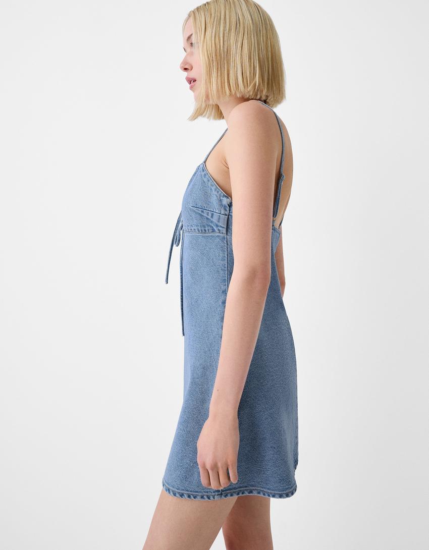Vestido curto-Azul lavado-5