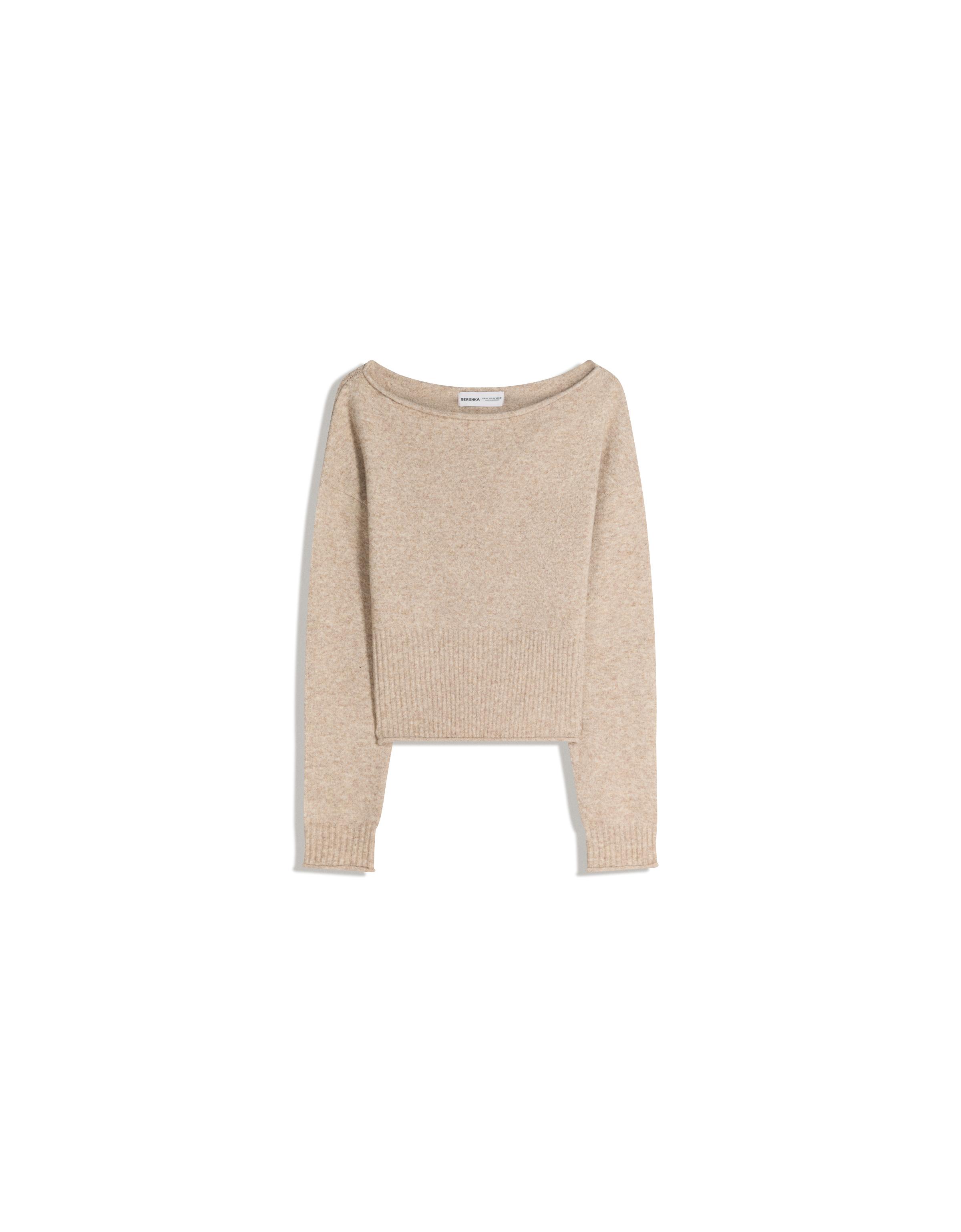 Knit boat neck jumper — Sand
