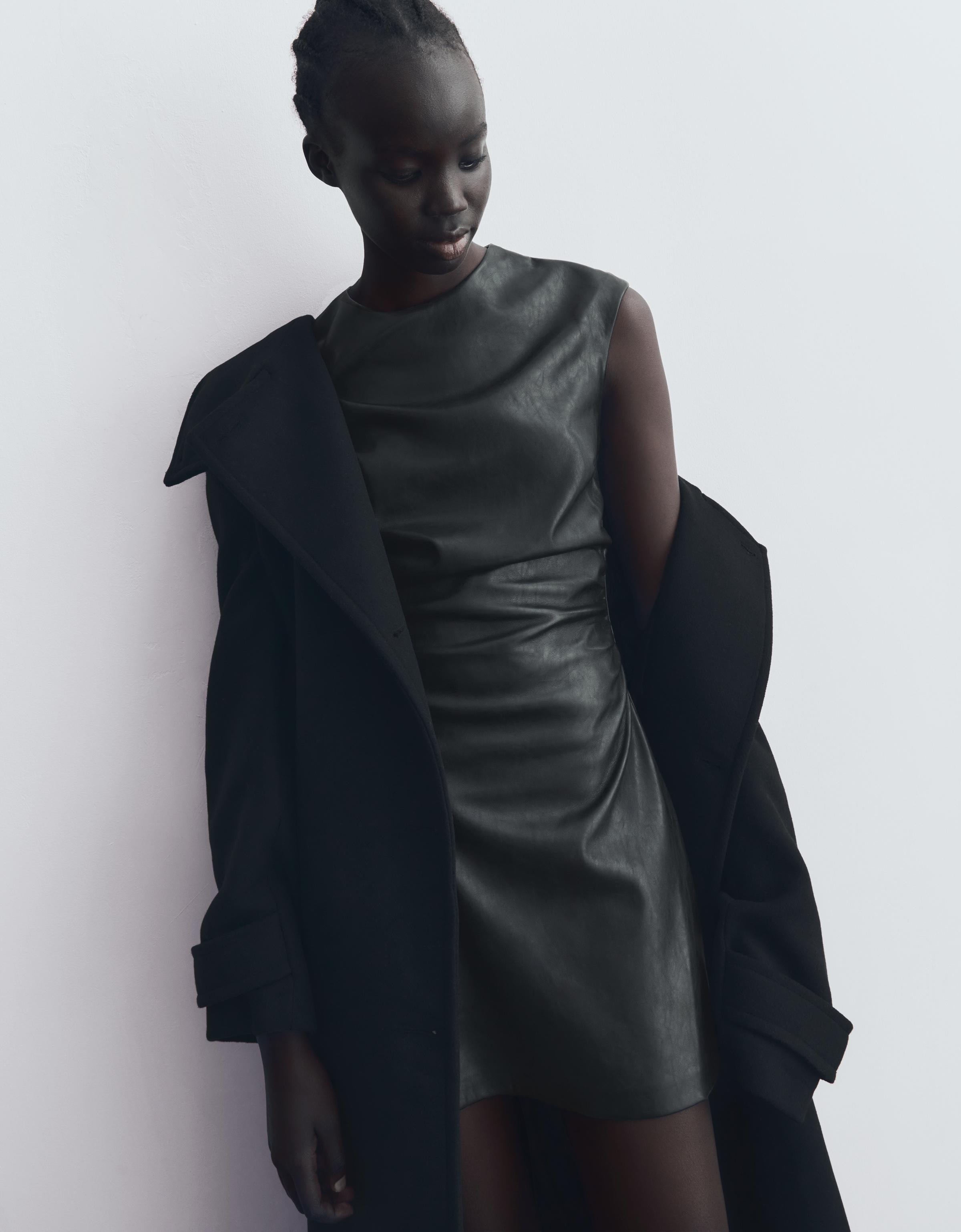 Bershka Mini-Kleid In Kunstlederoptik Damen Xs Schwarz