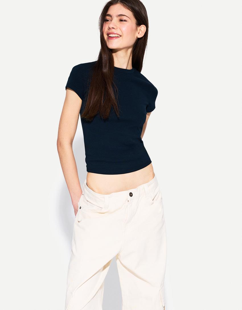 Short sleeve crew neck T-shirt-Navy