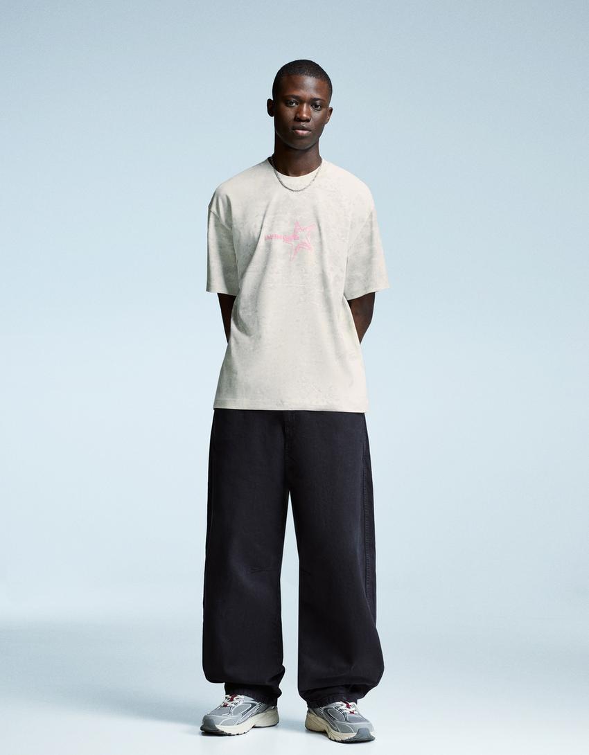 Short sleeve T-shirt with print-Camel