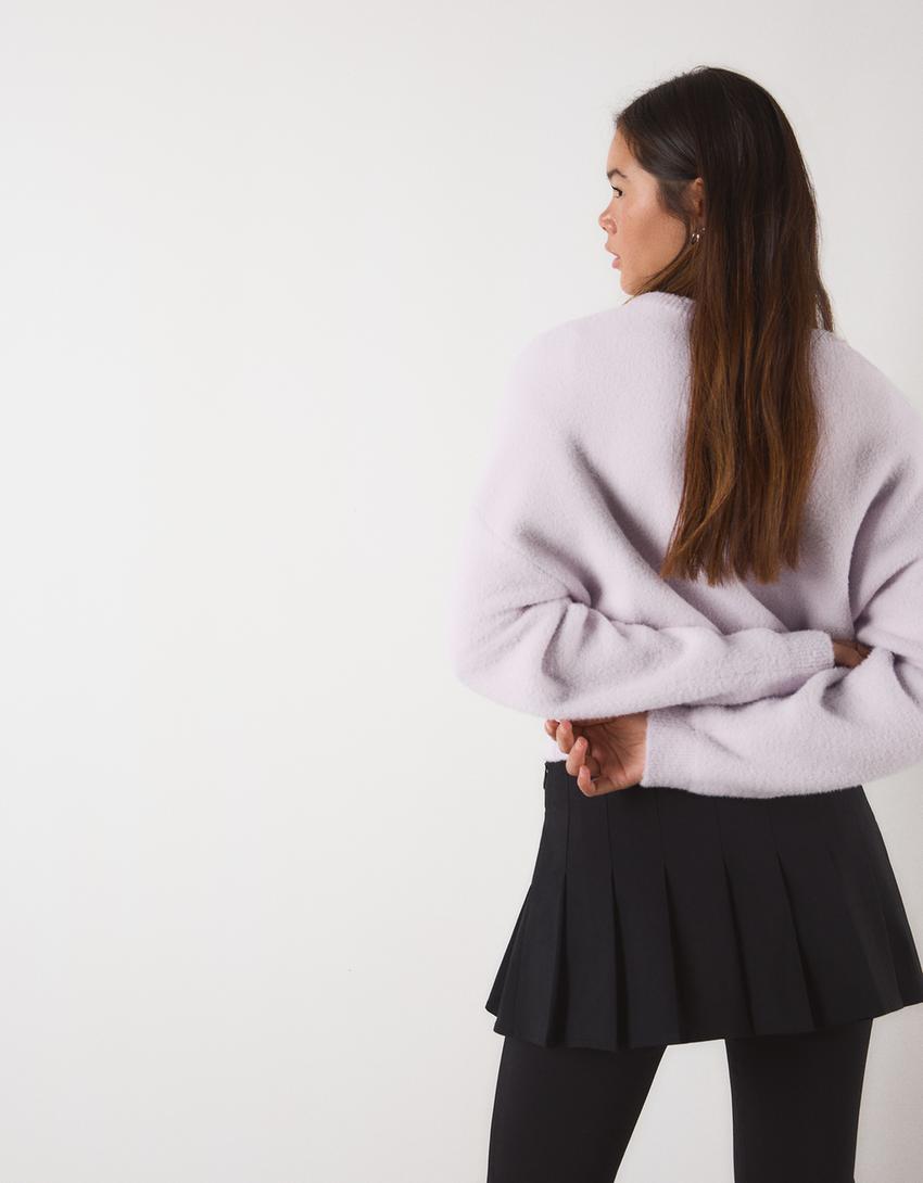 Cropped faux fur jumper-Violet