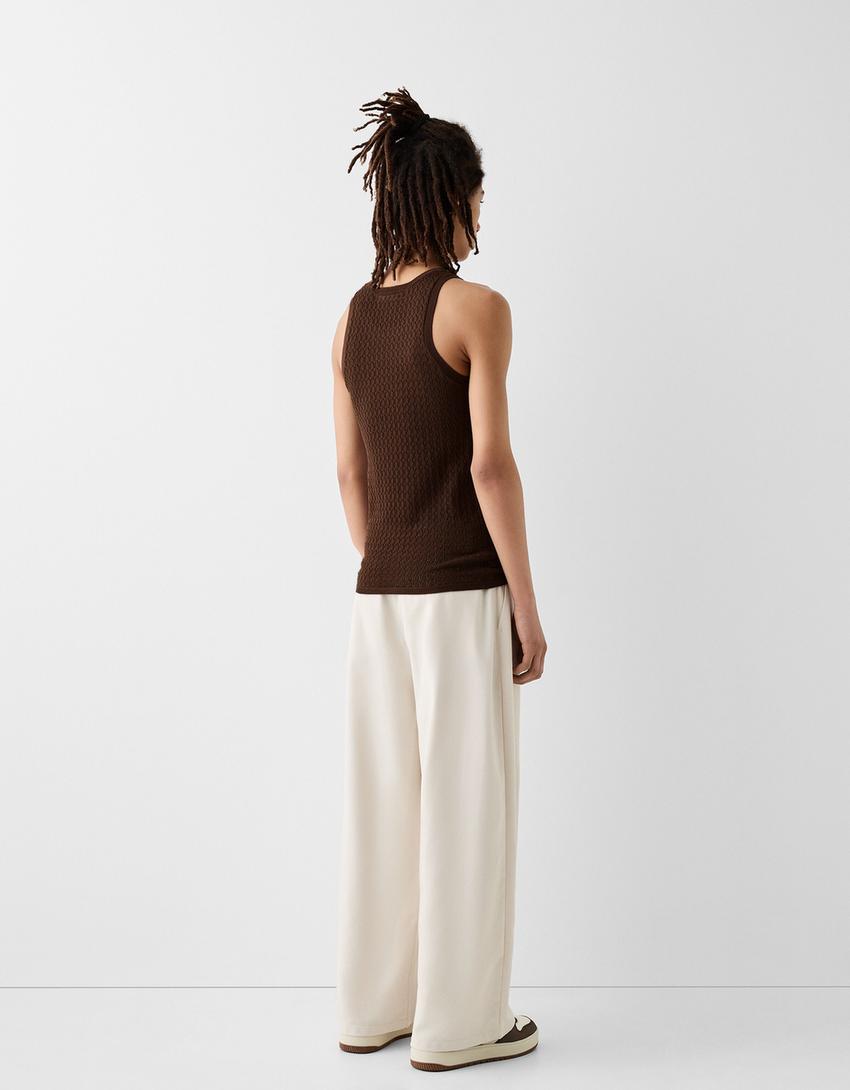 Débardeur en maille-Marron-1