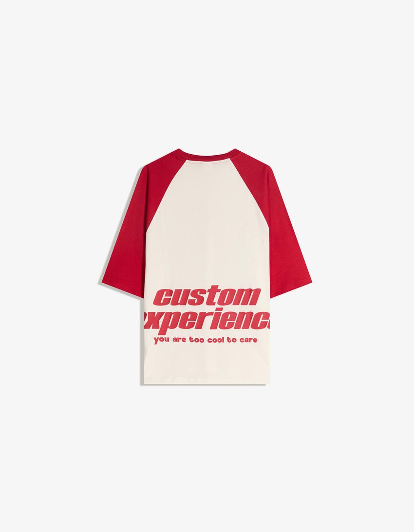 T-shirt à manches courtes imprimé-Rouge