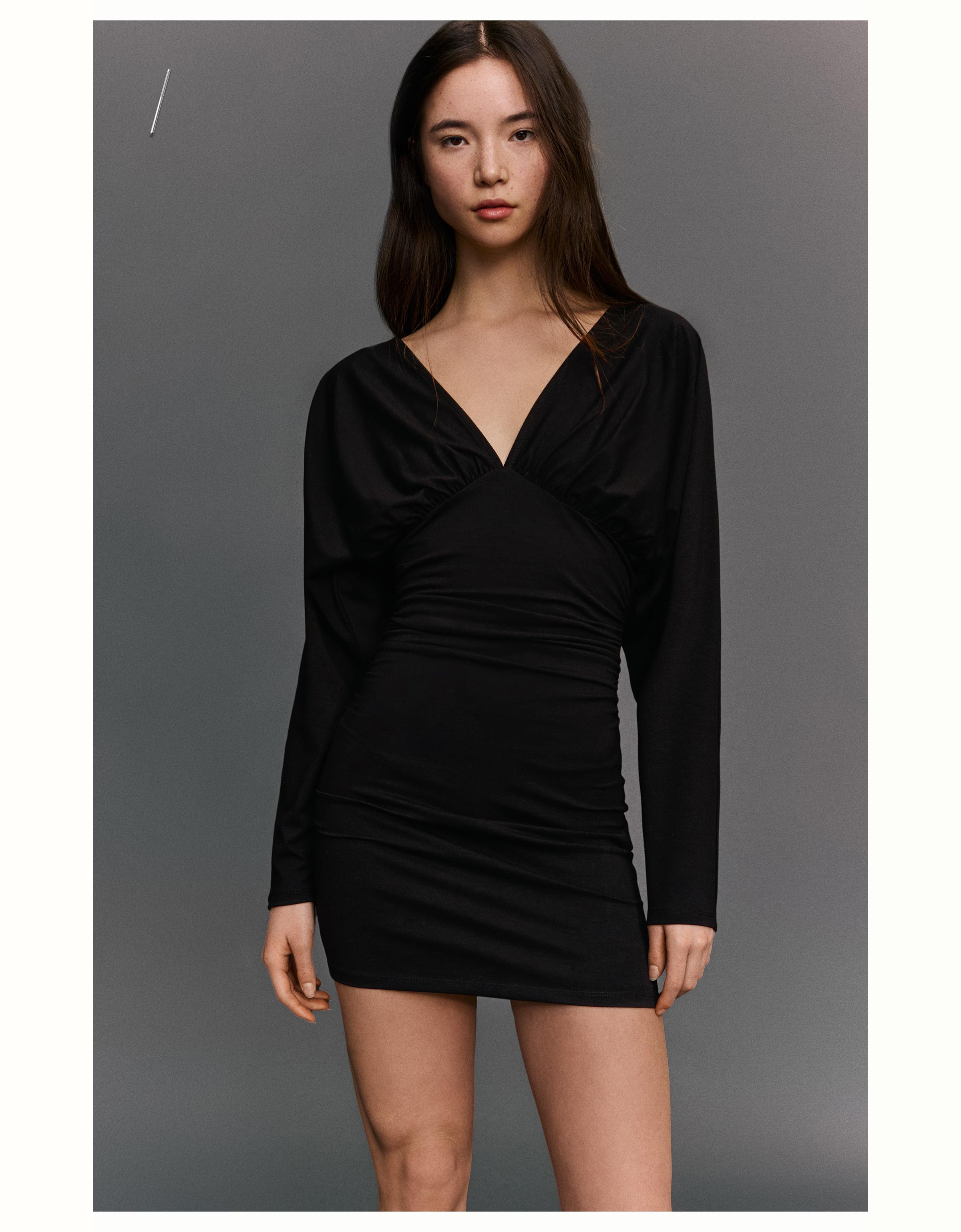 Büzgülü mini elbise - Görsel 16