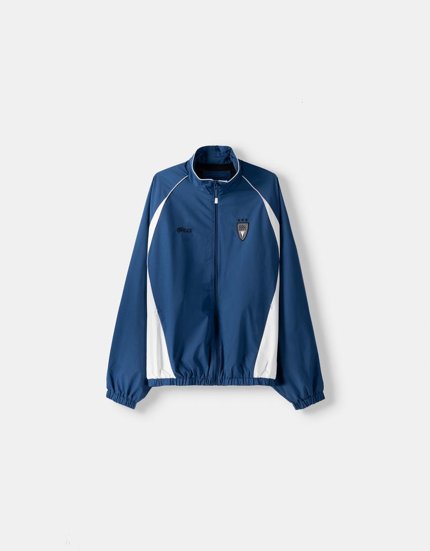Blouson technique imprimé-Bleu-4