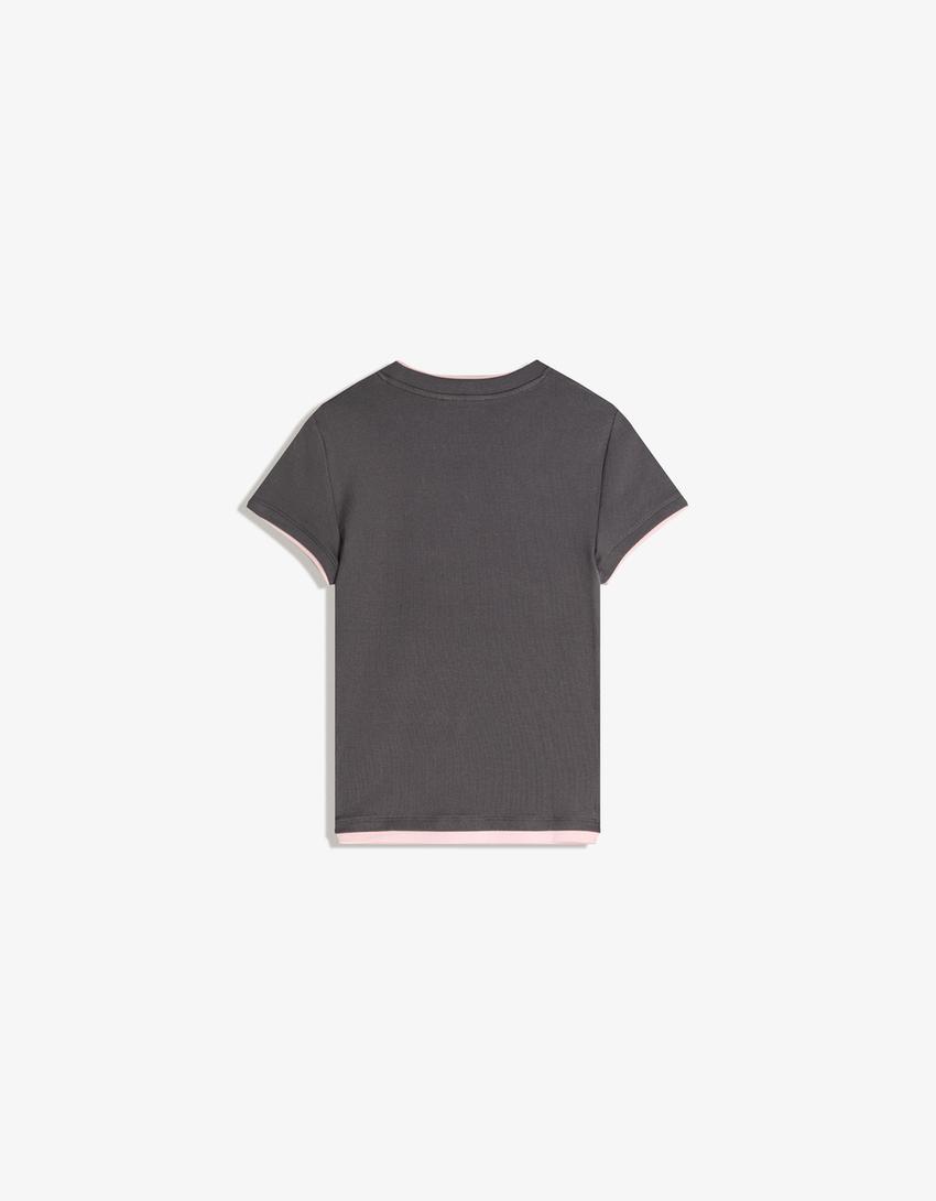 Short sleeve print T-shirt-Dark grey