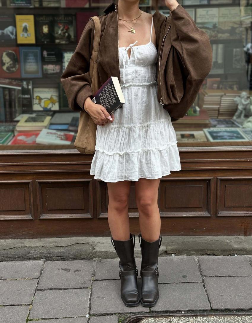 Vestido mini vuelo-Blanco