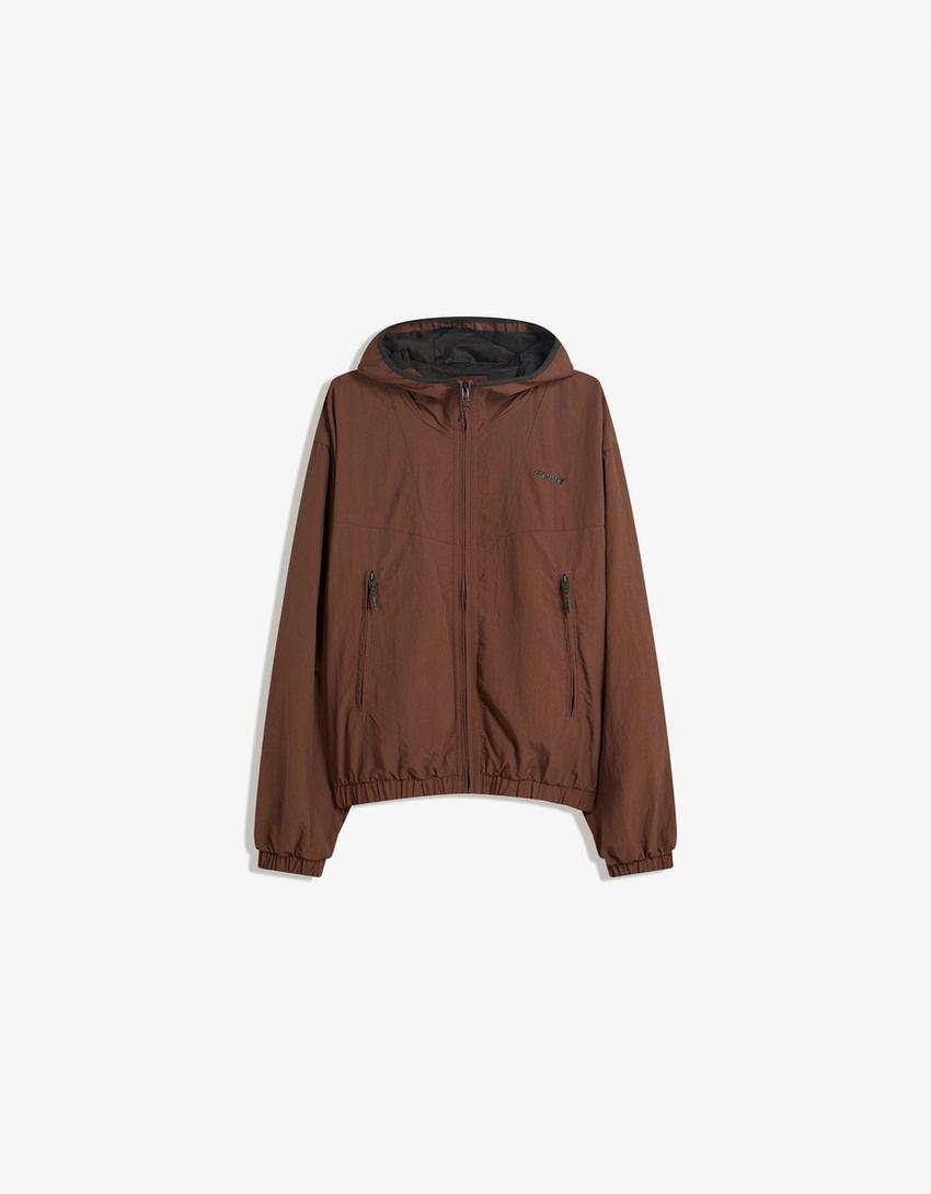 Bershka PRINTED - Sweat à capuche - dark brown/marron foncé Bershka PRINTED - Sweat à capuche - dark brown/marron foncé