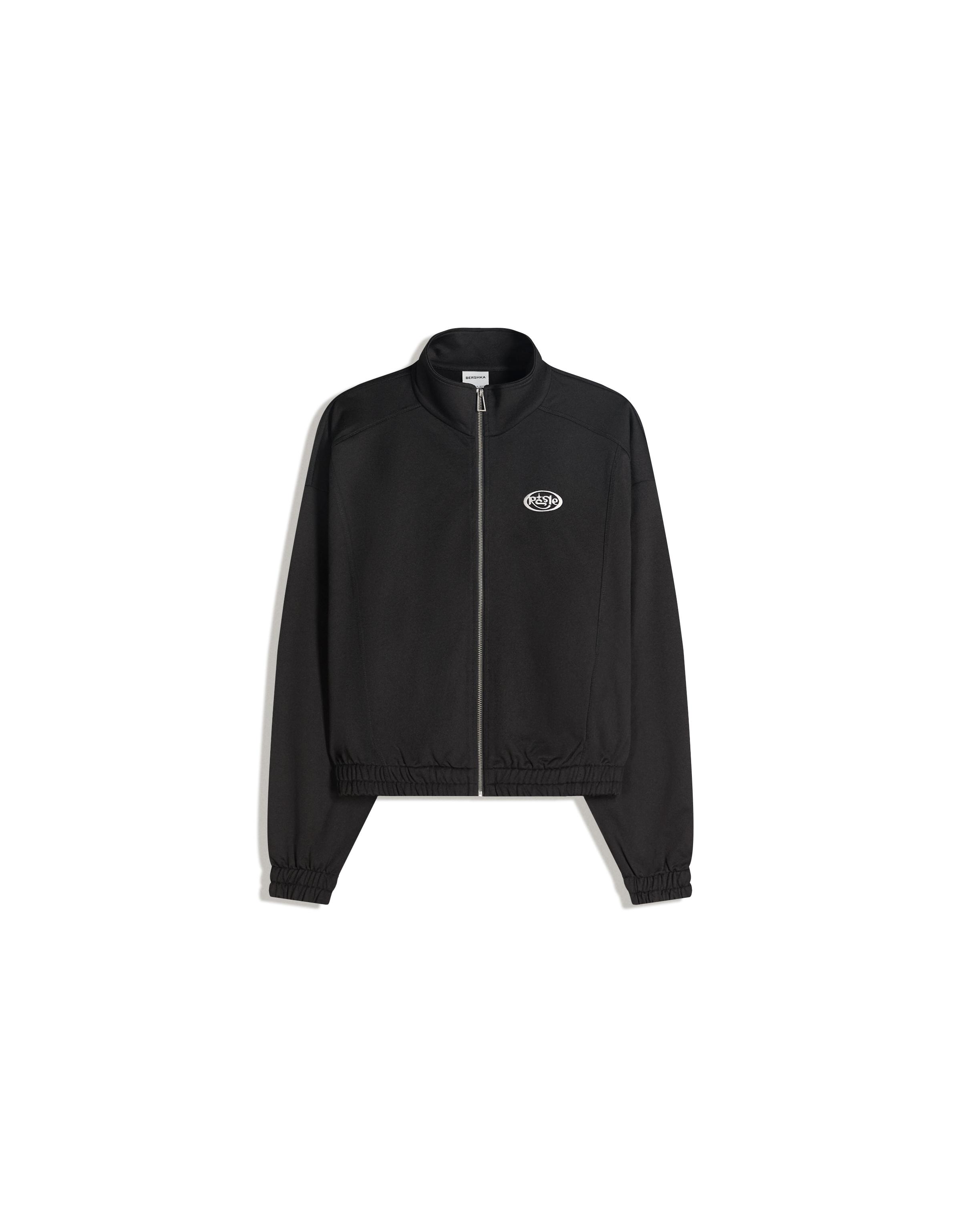 Fermuarlı baskılı sweatshirt