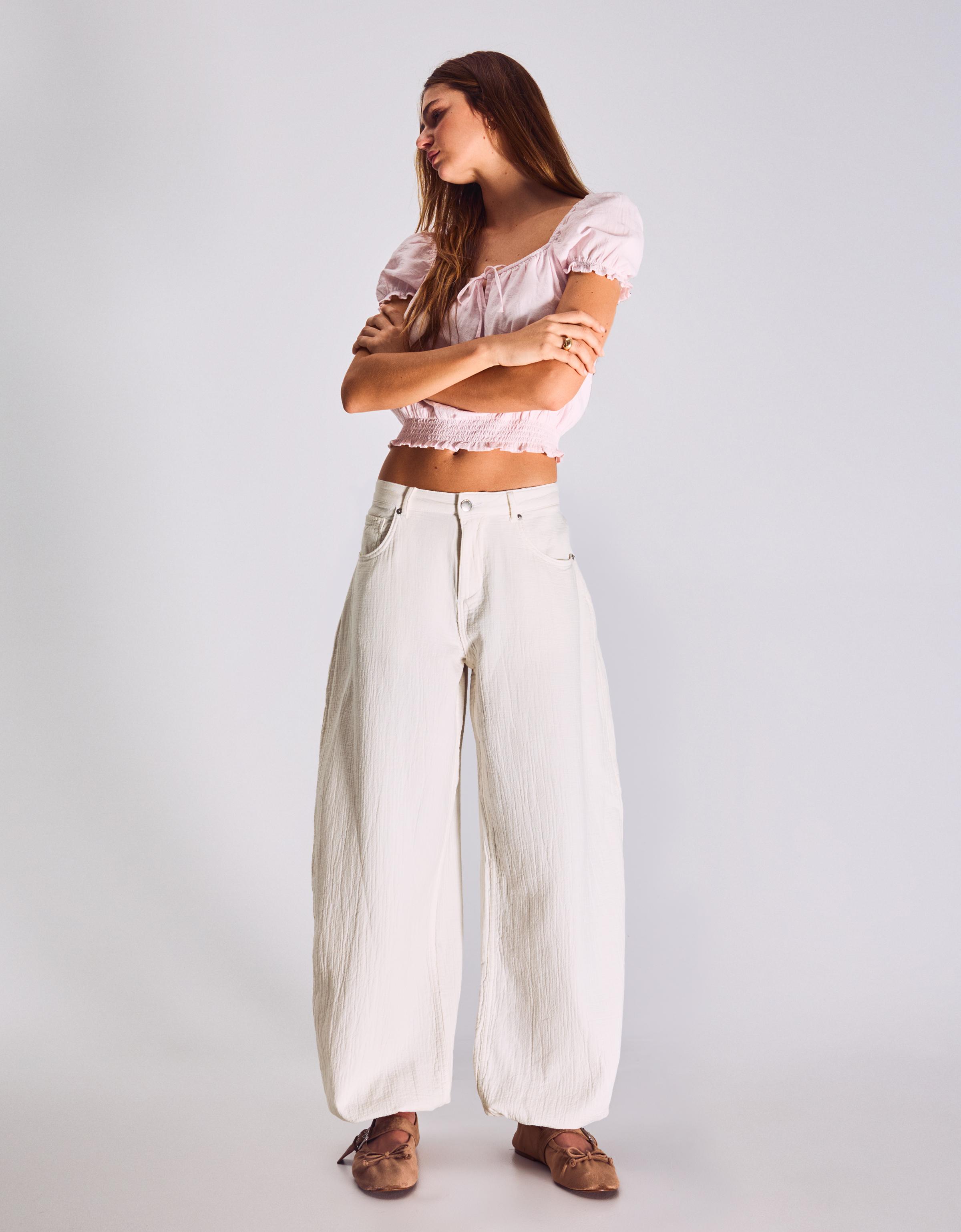 Düşük bel geniş paça balloon fit jean - Görsel 24