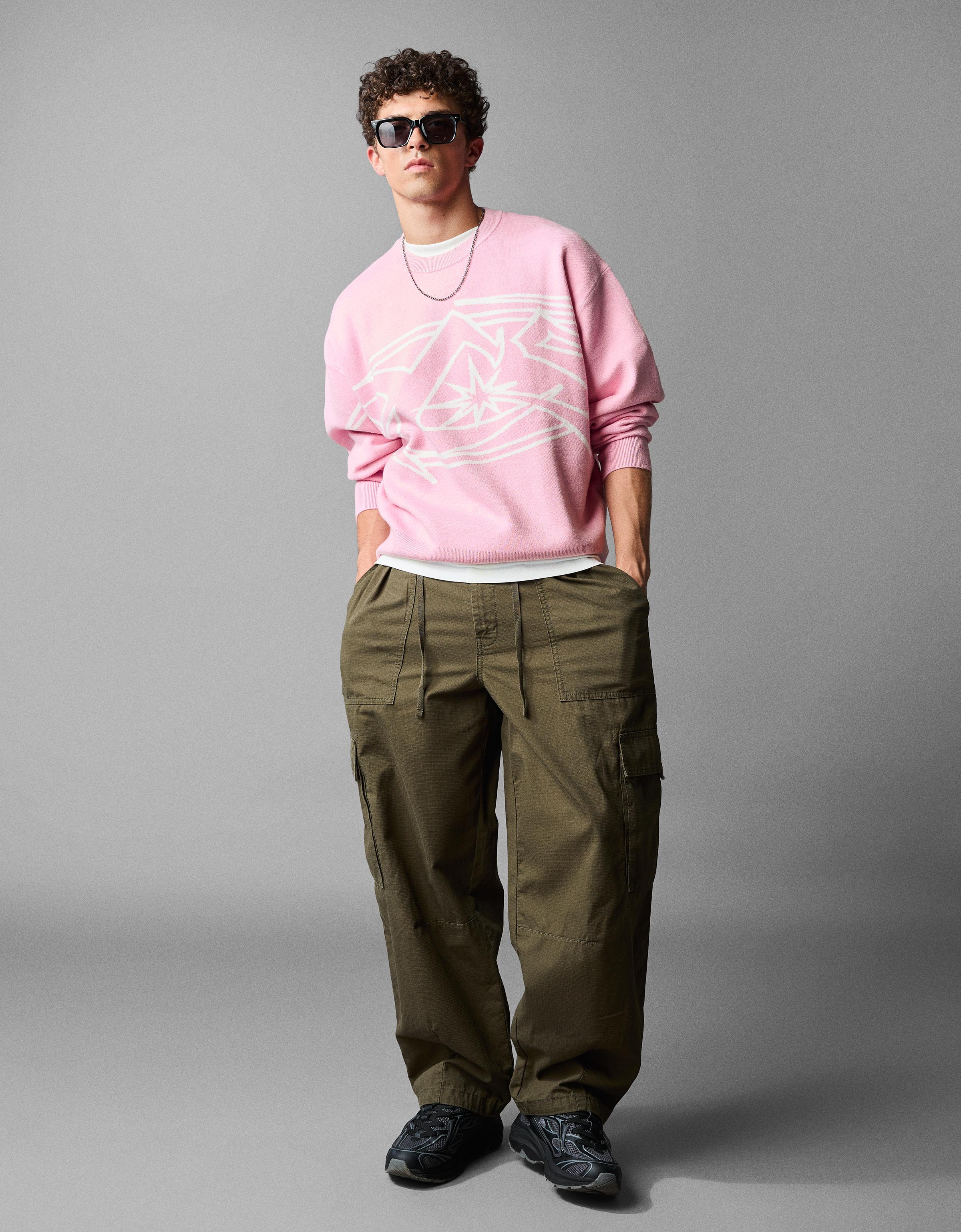 Printed round neck jumper — Pink