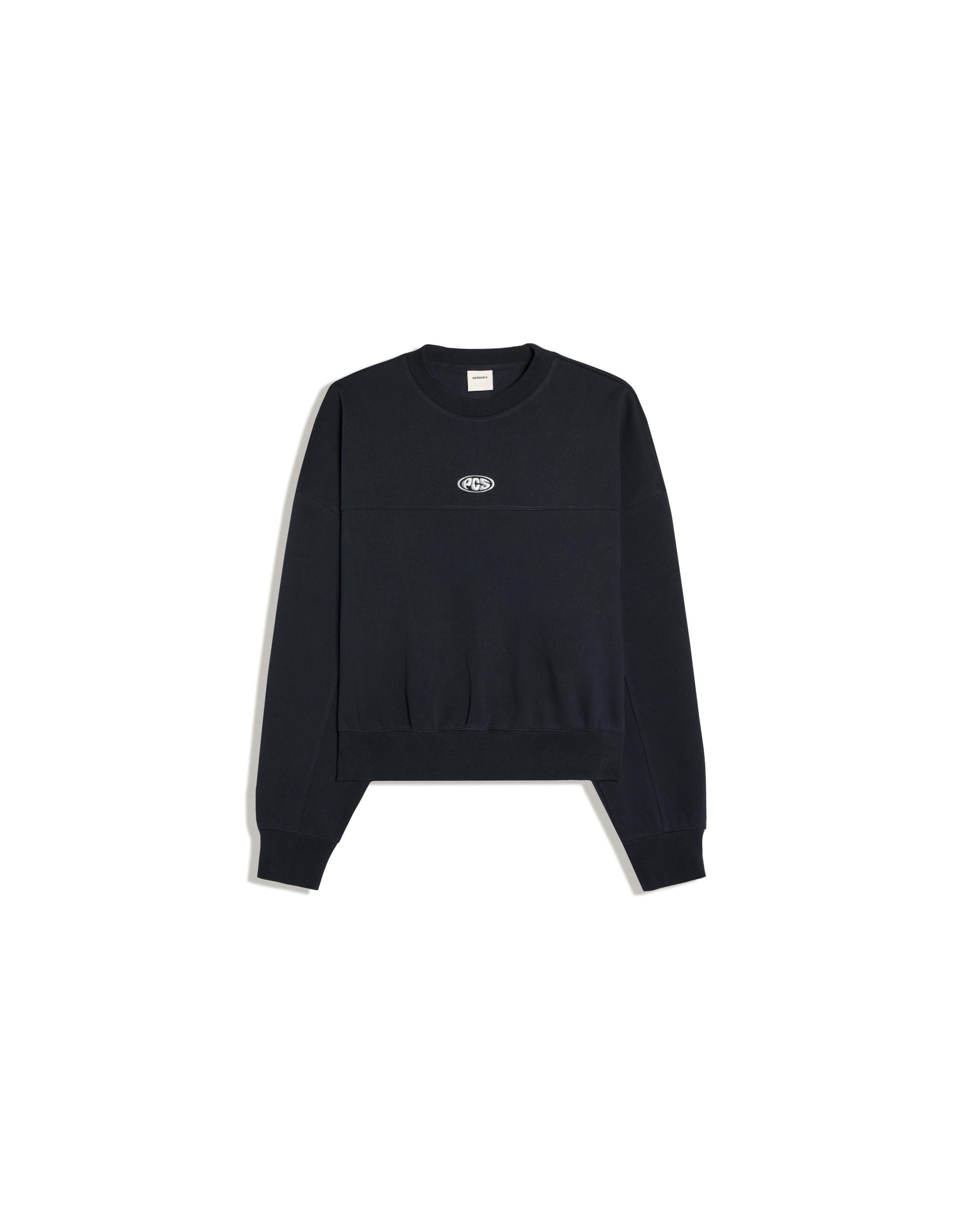 Round neck patch sweatshirt — Navy