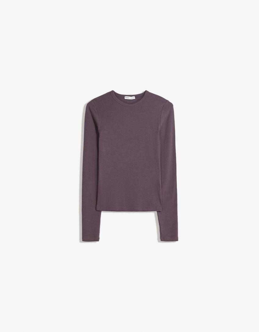 T-shirt de manga comprida-Roxo-3
