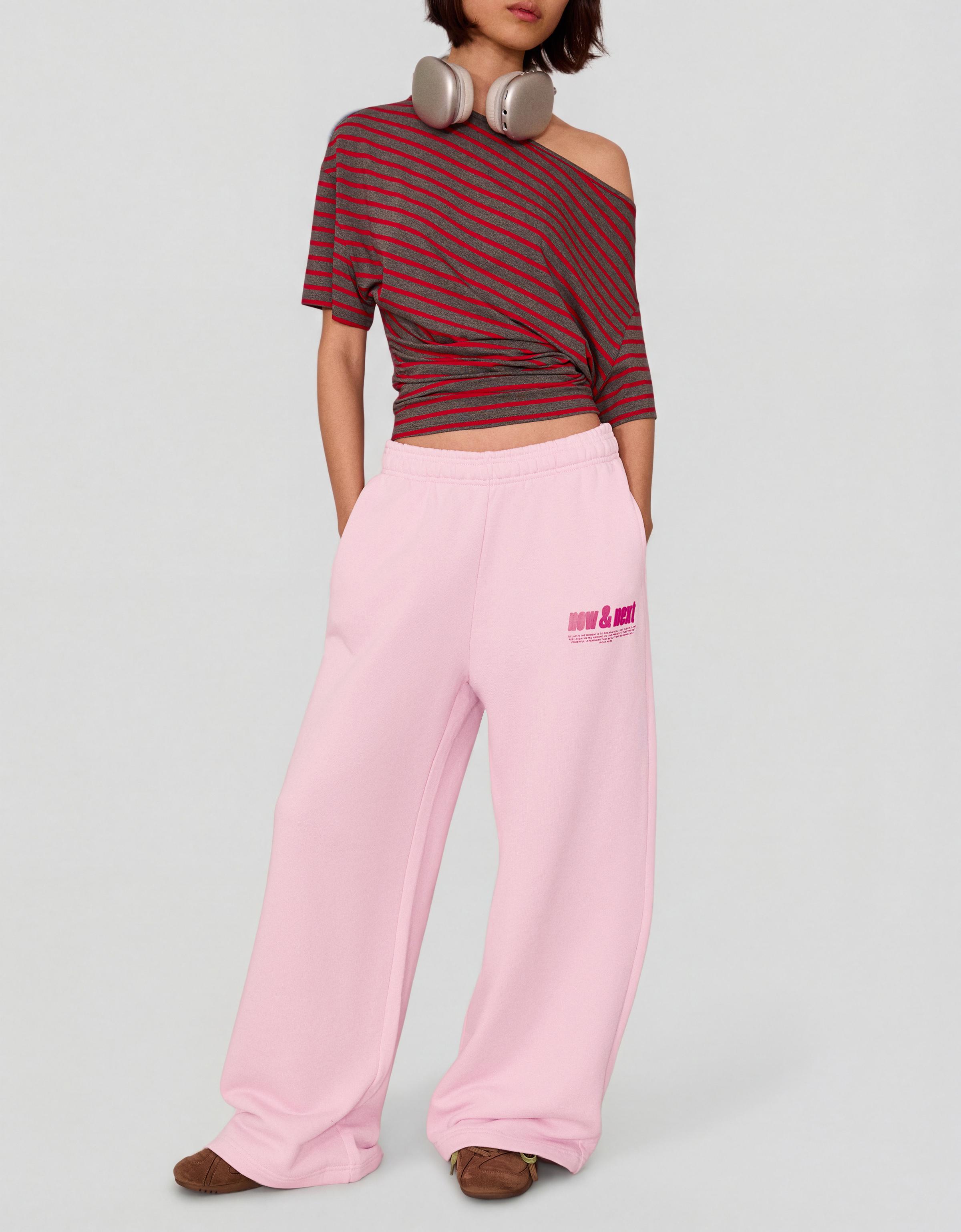 Baskılı geniş paça şardonlu eşofman altı - Görsel 48