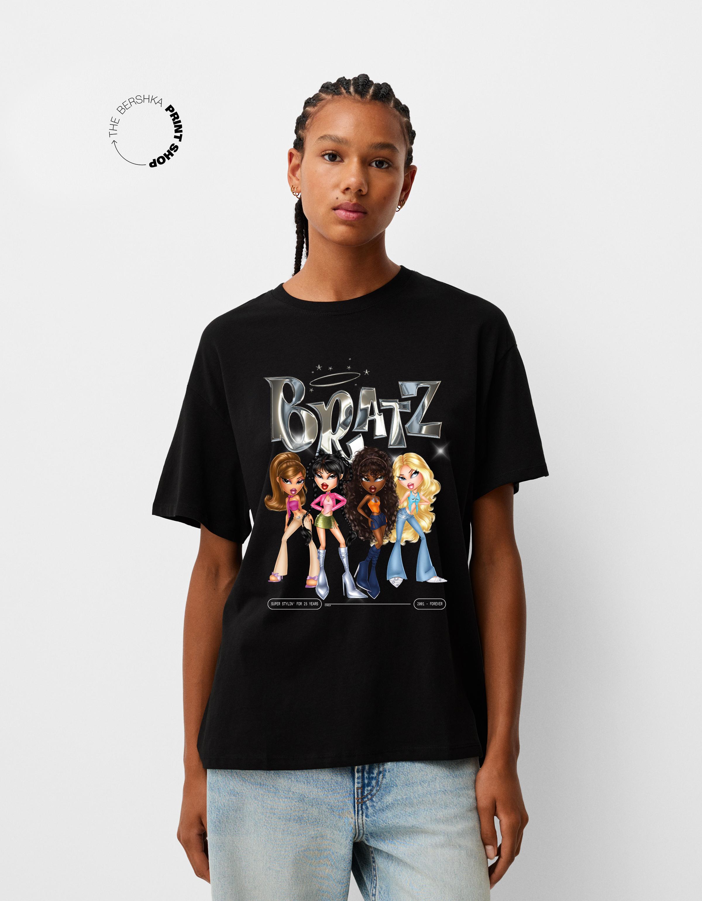 Bershka Oversize-T-Shirt Bratz Mit Kurzen Ärmeln Damen S Schwarz