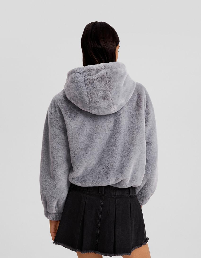 Gilet polaire capuche-Gris-1