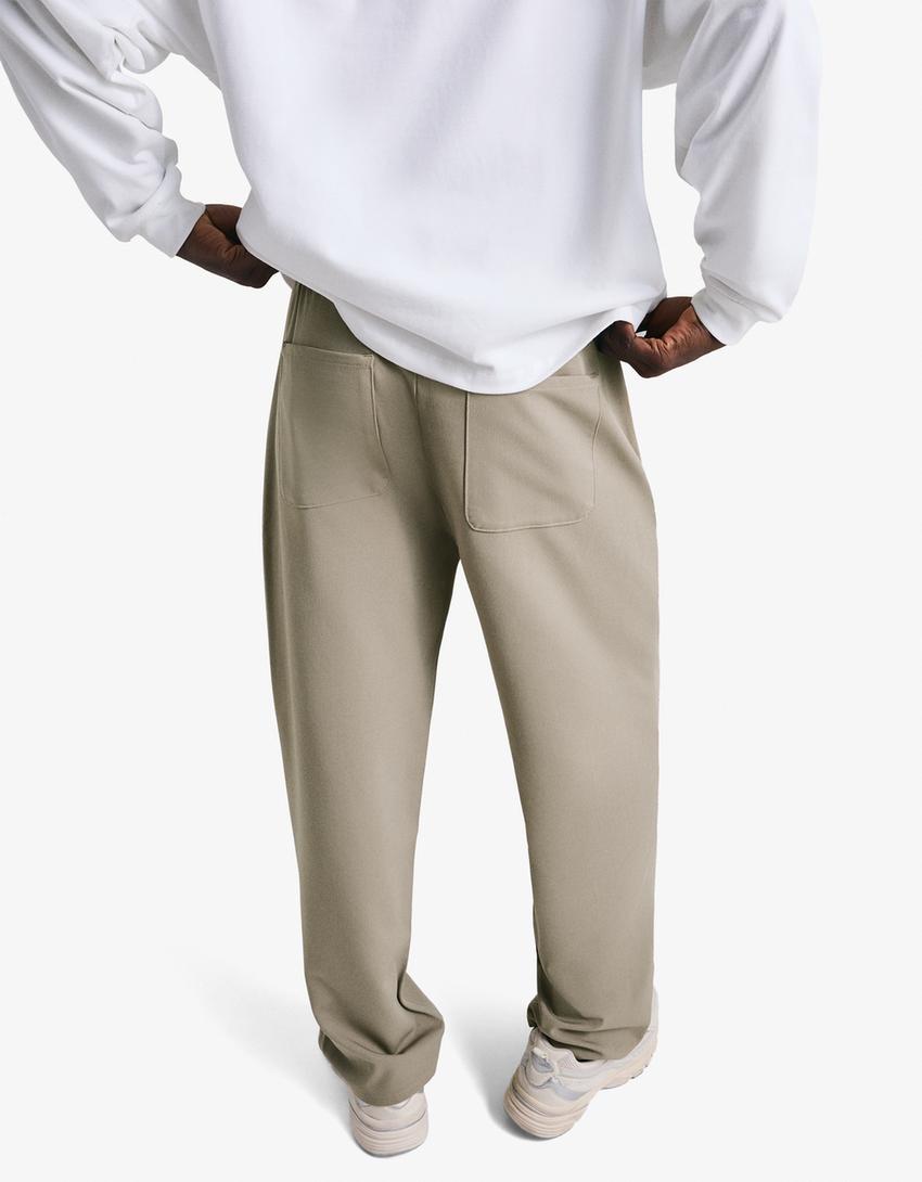 Straight fit jogger tailored pantolon-Kum rengi