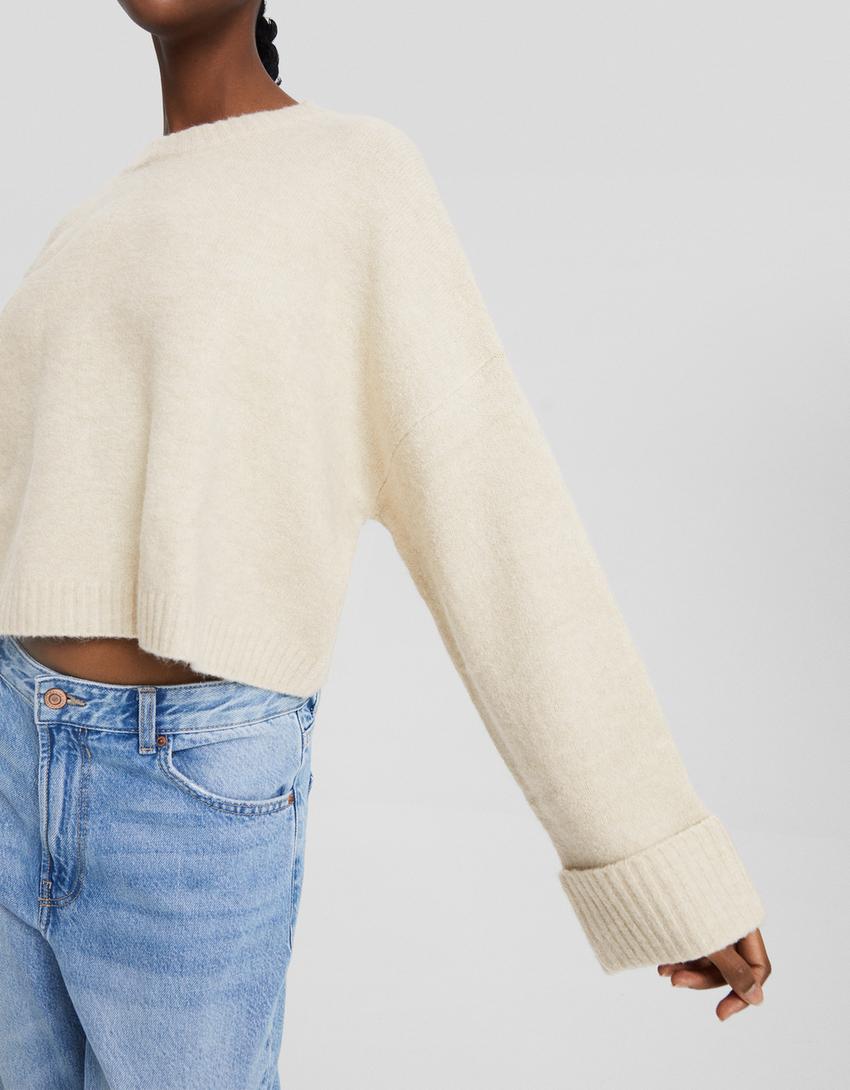 Pull court col rond-Sable-2