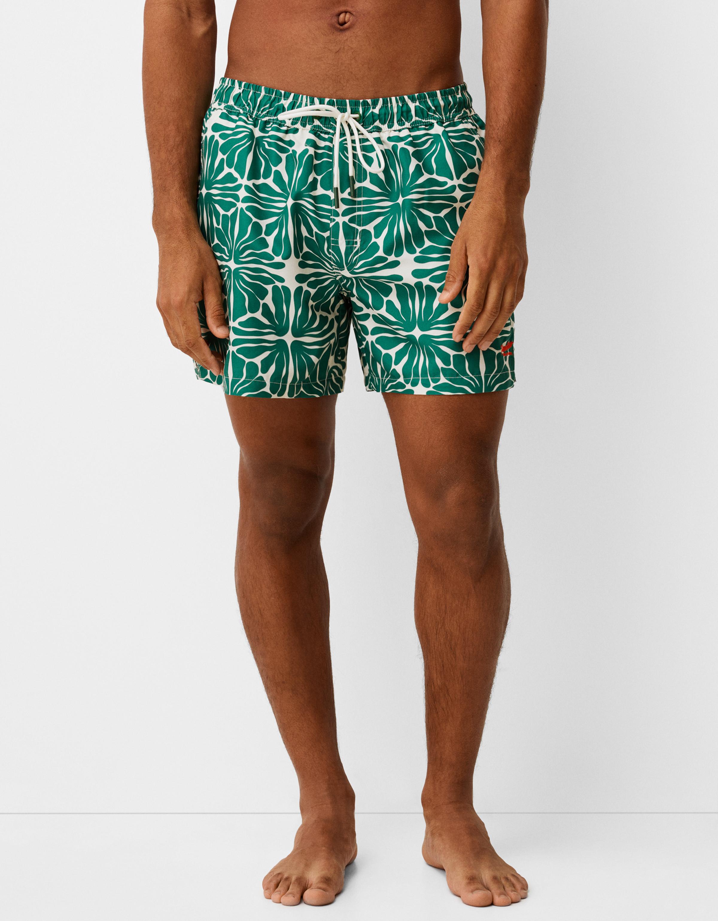 Bershka Badeshorts Bershka X Paradiso Mit Print Herren M Grün