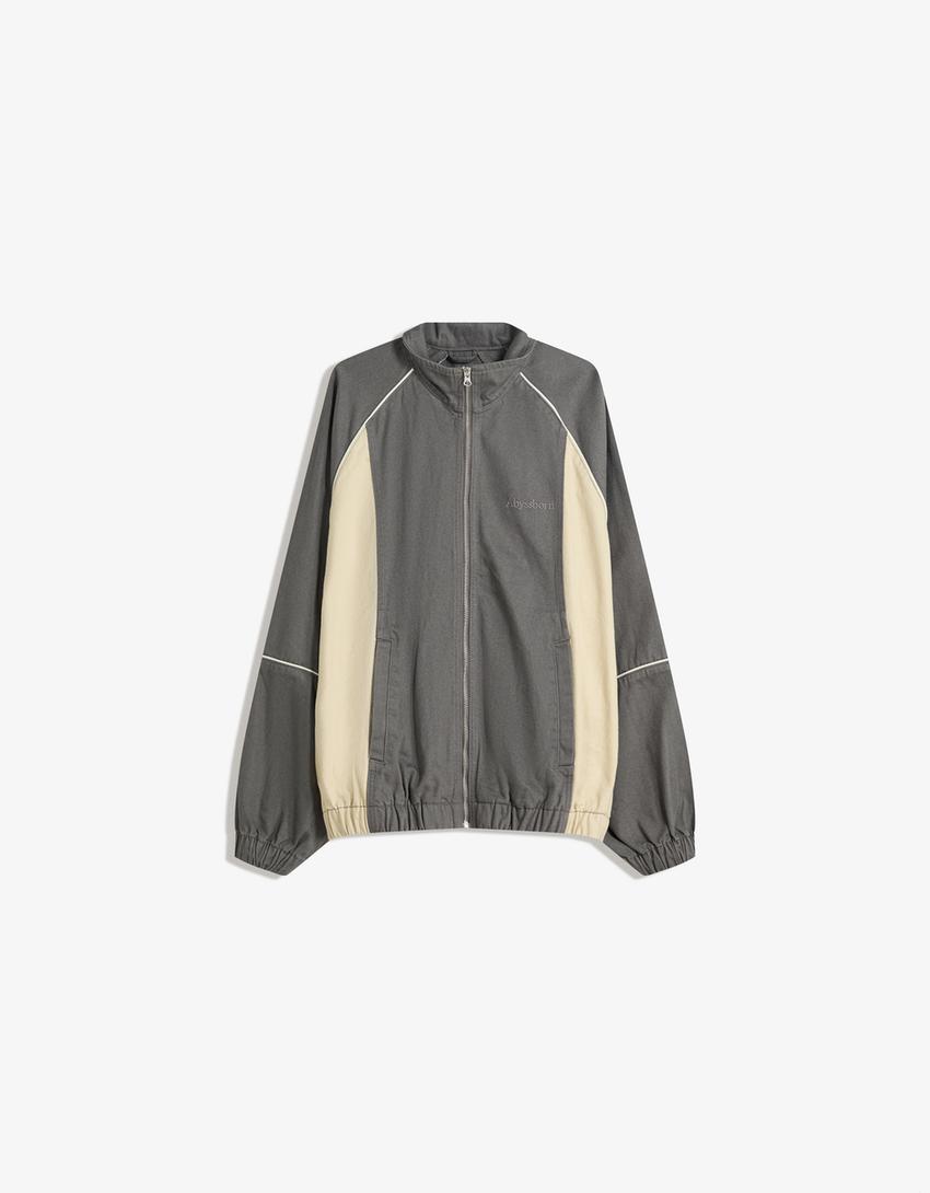 Veste en jean-Gris foncé-4