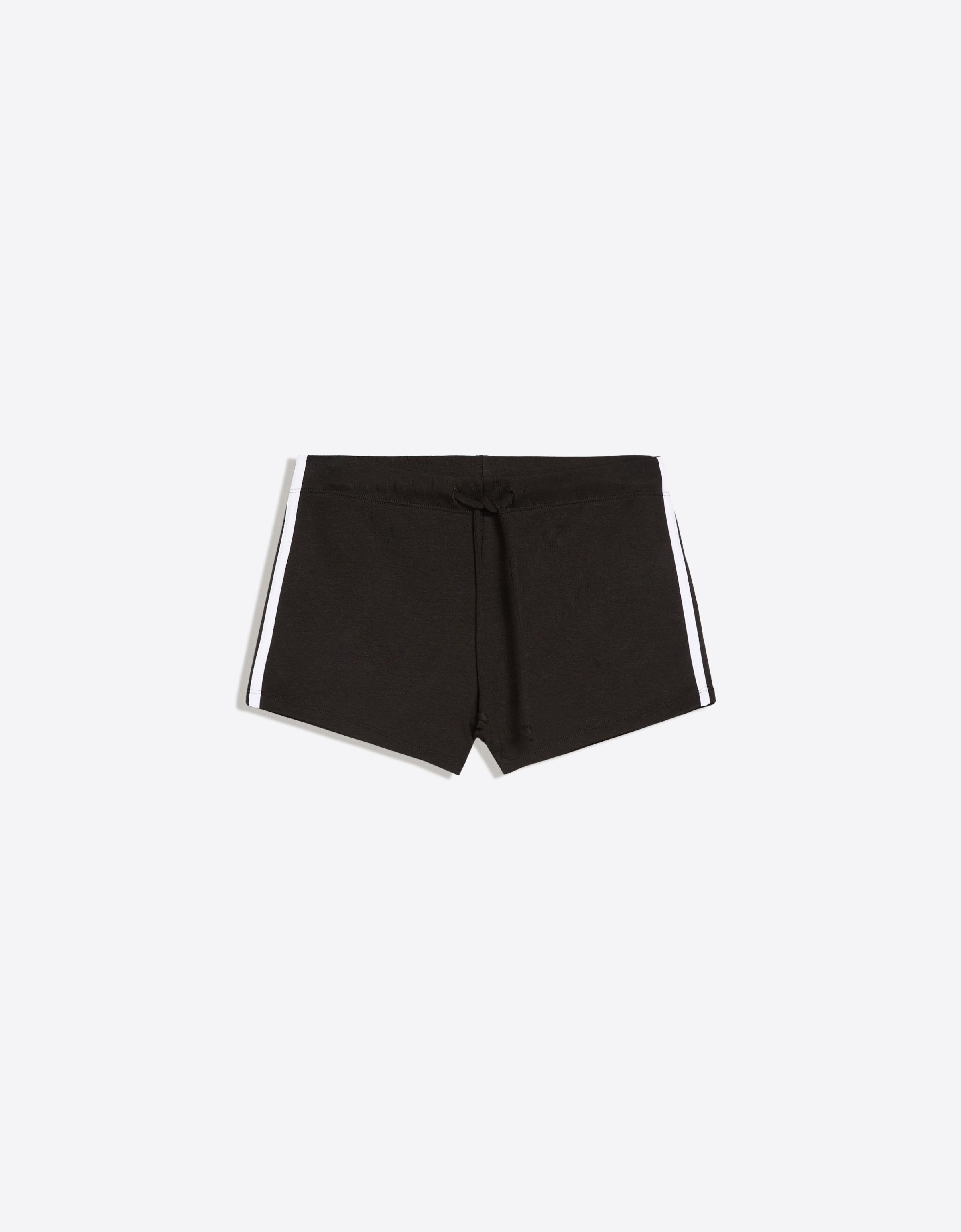 Mini shorts with side stripes — Black