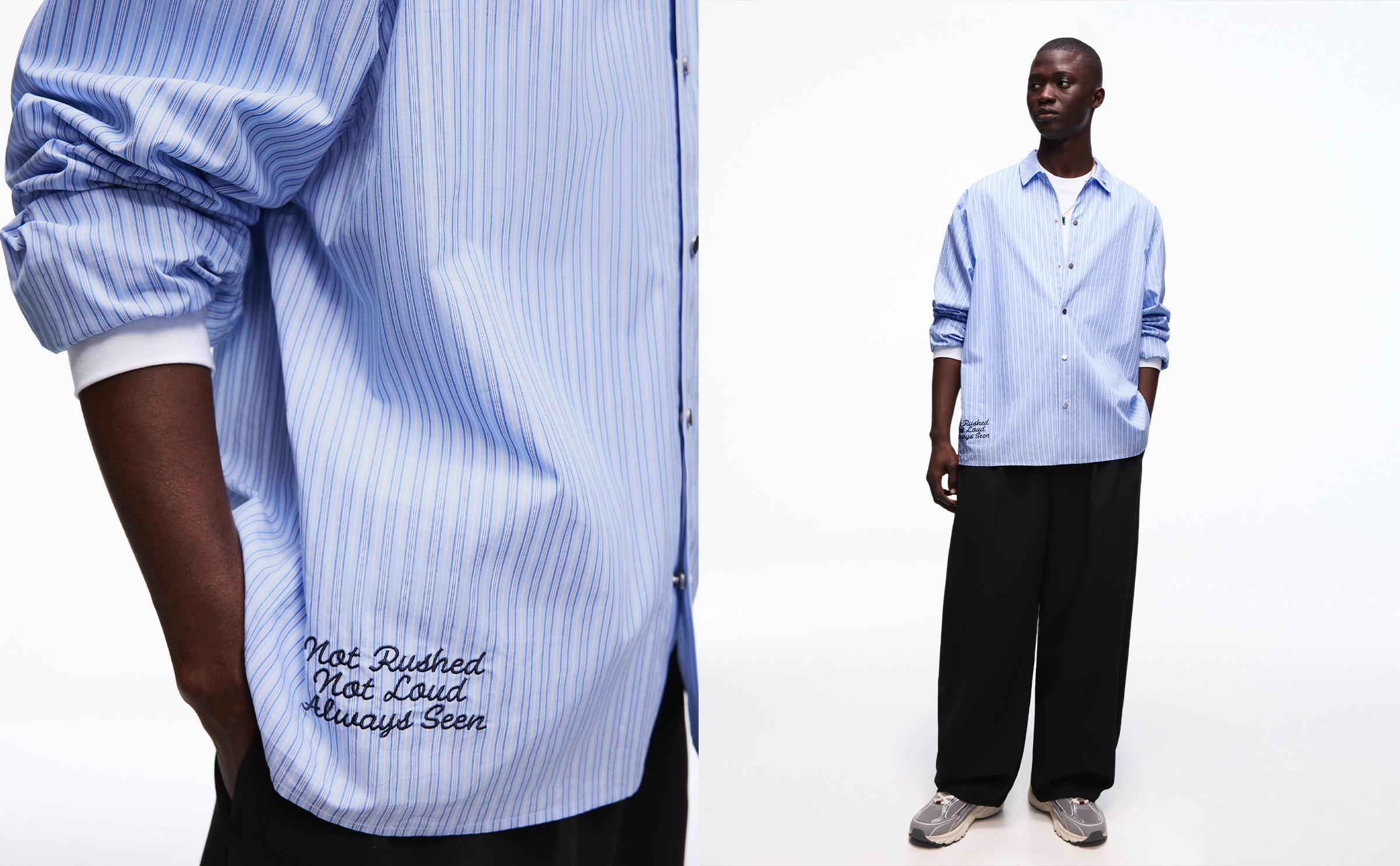 Uzun kollu nakışlı boxy fit gömlek - Görsel 35