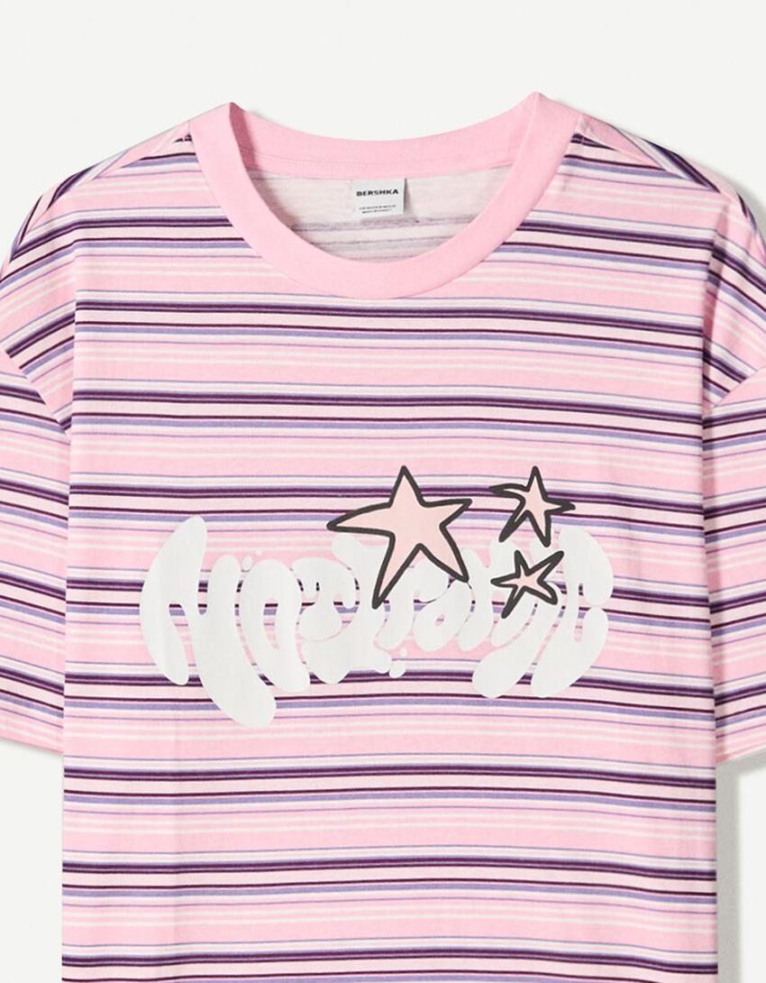 Short sleeve T-shirt with print-Pink-2
