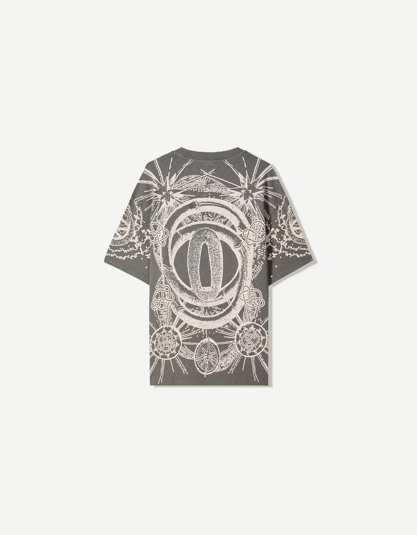 Camiseta manga corta print-Gris-1