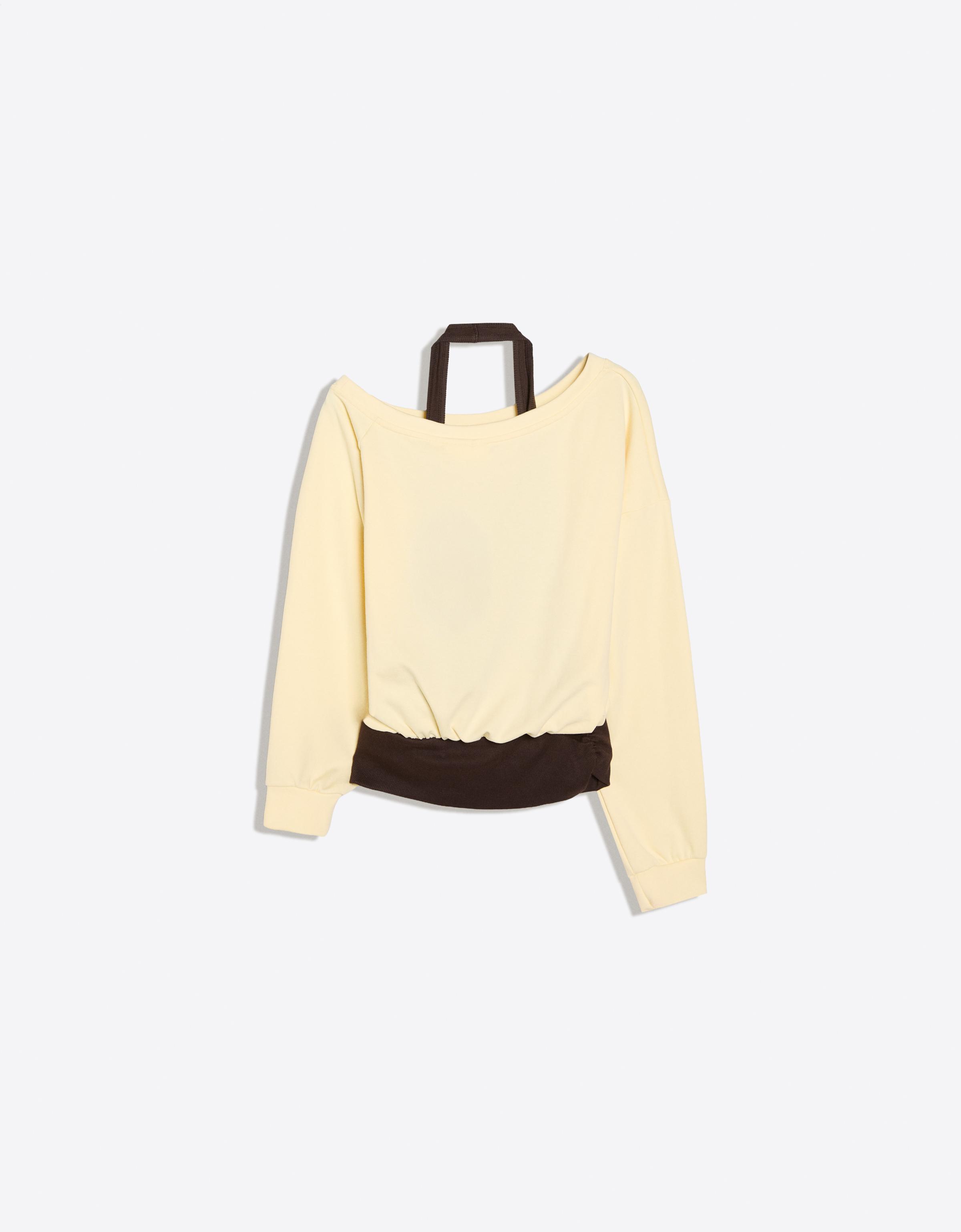 Double asymmetric neck sweatshirt — Yellow