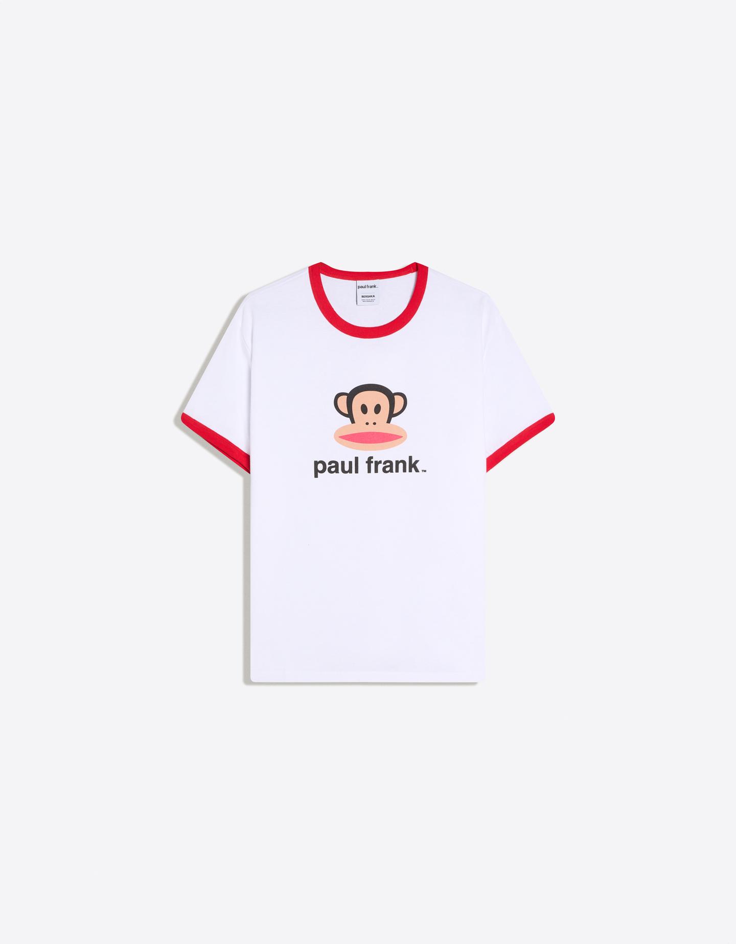 Bershka koszulka z krótkim rękawem kontrast paul frank biały złamany