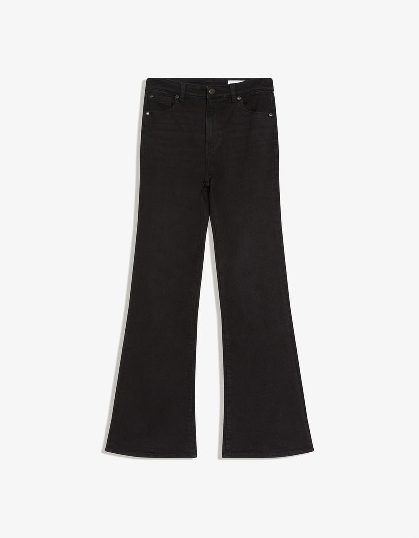 جينز جرسي بخصر عالٍ-أسود