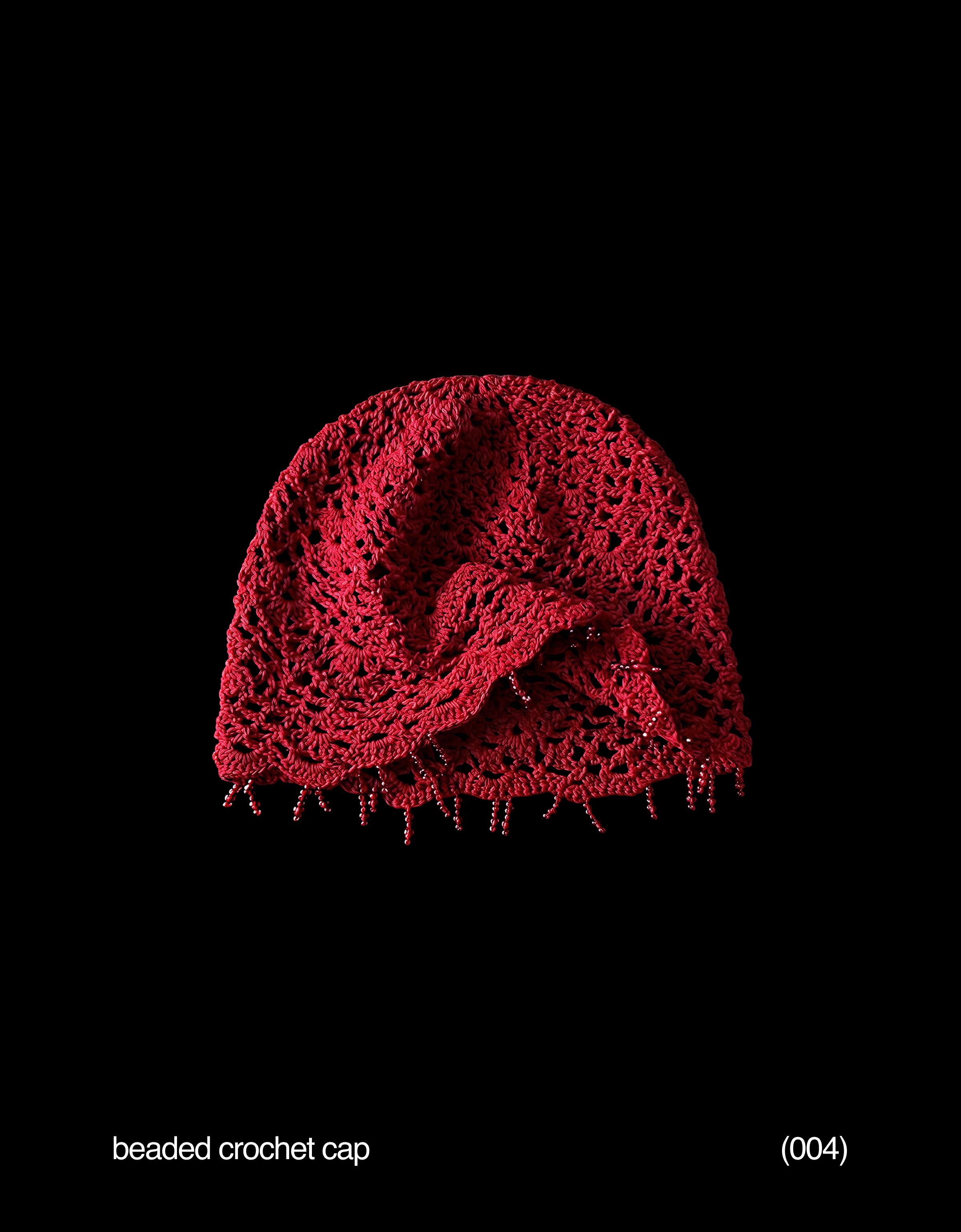 Beaded knit pillbox hat — Maroon