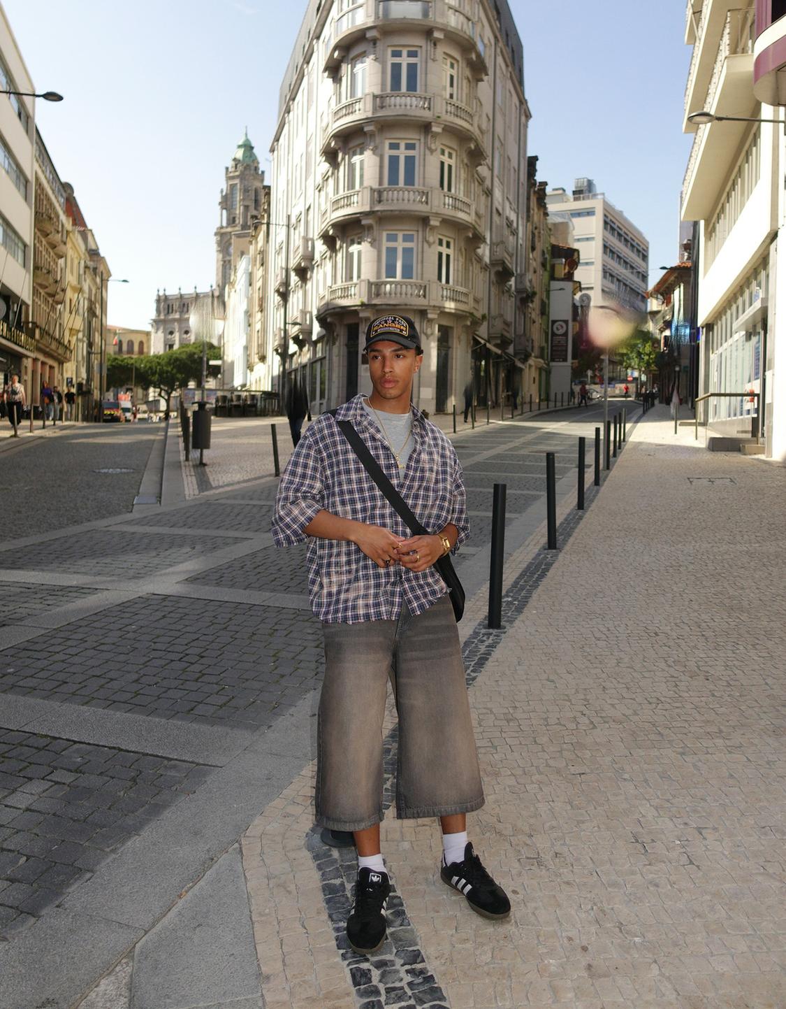 Oversize check short sleeve shirt