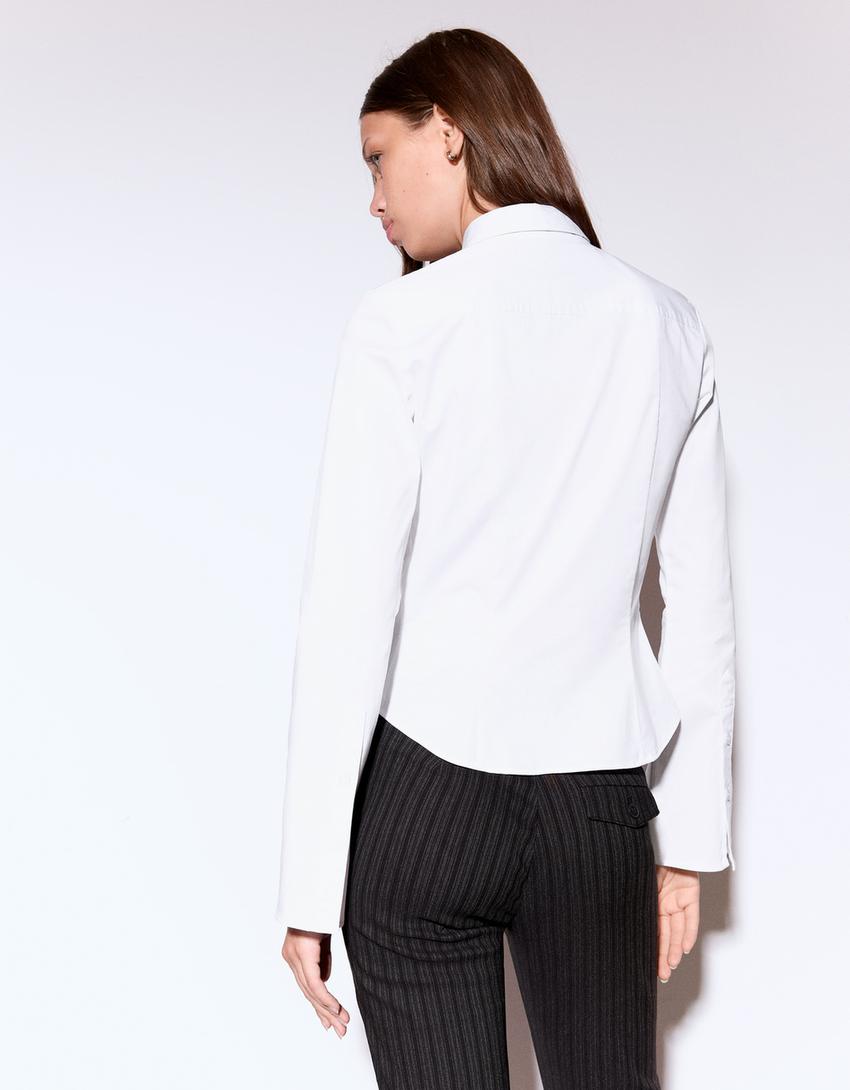 Camisa entallada manga campana-Blanco-1