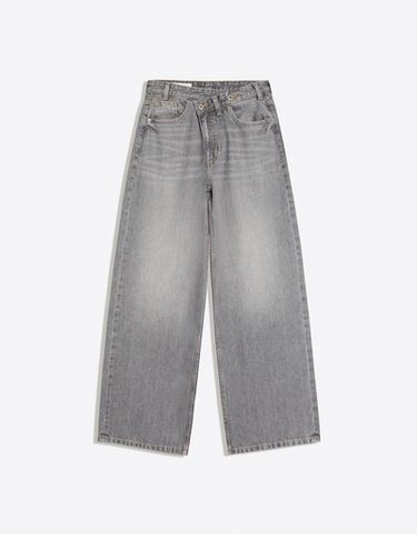 Crossover waist wide-leg jeans — Grey 5