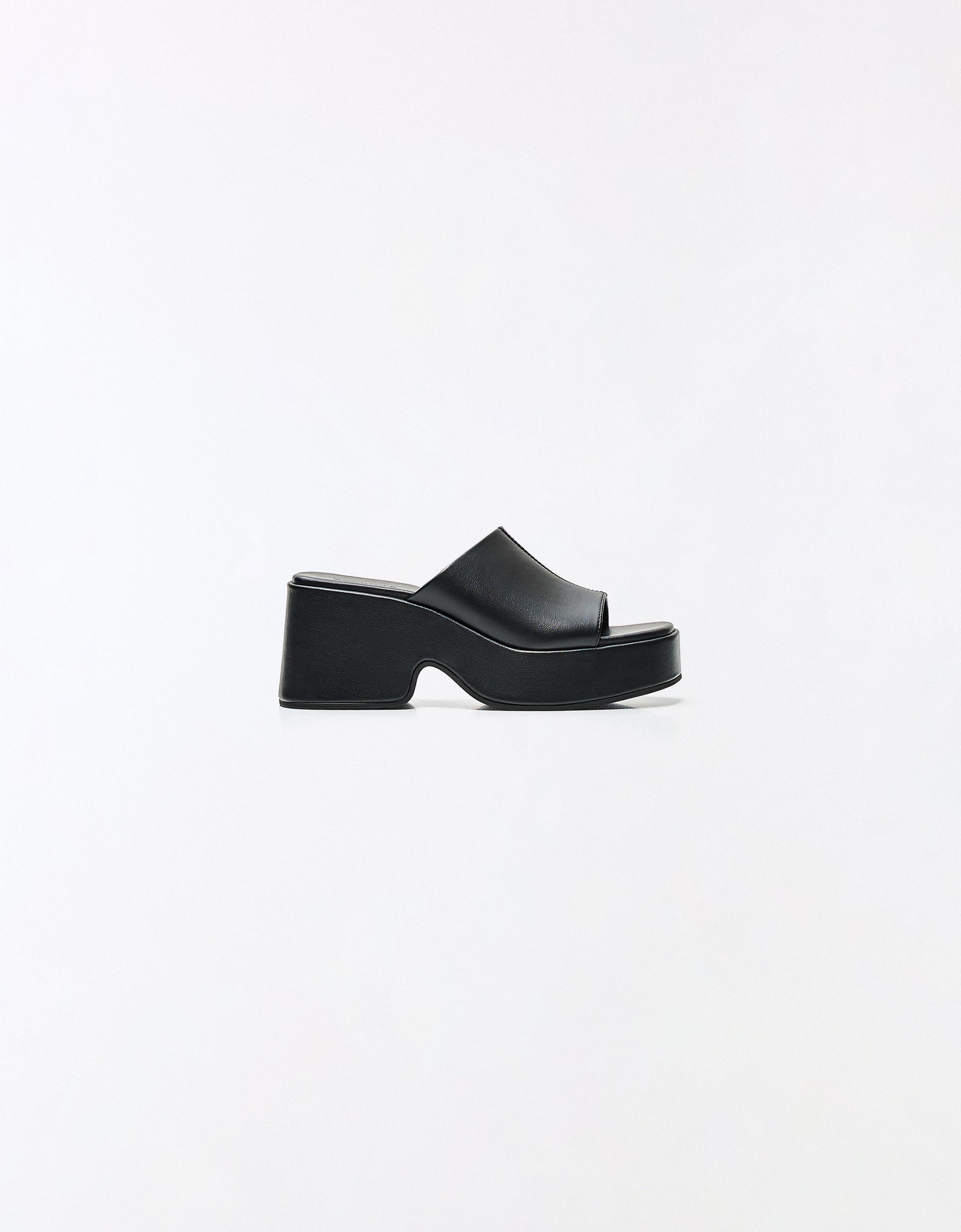 PLATFORM MULE SANDALS — BLACK
