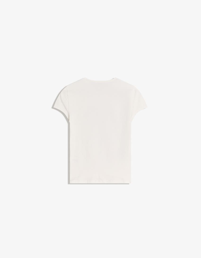 T-shirt manches courtes imprimé-Blanc