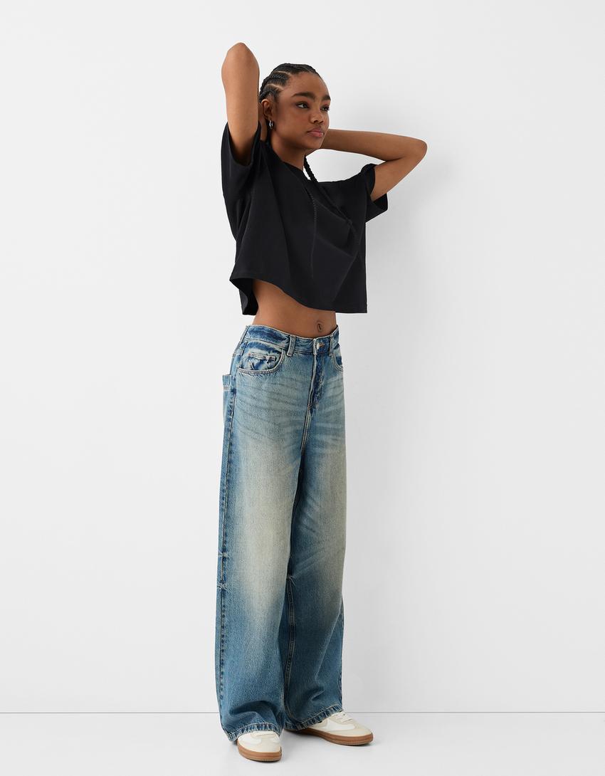 T-shirt manga curta boxy fit-Preto-3