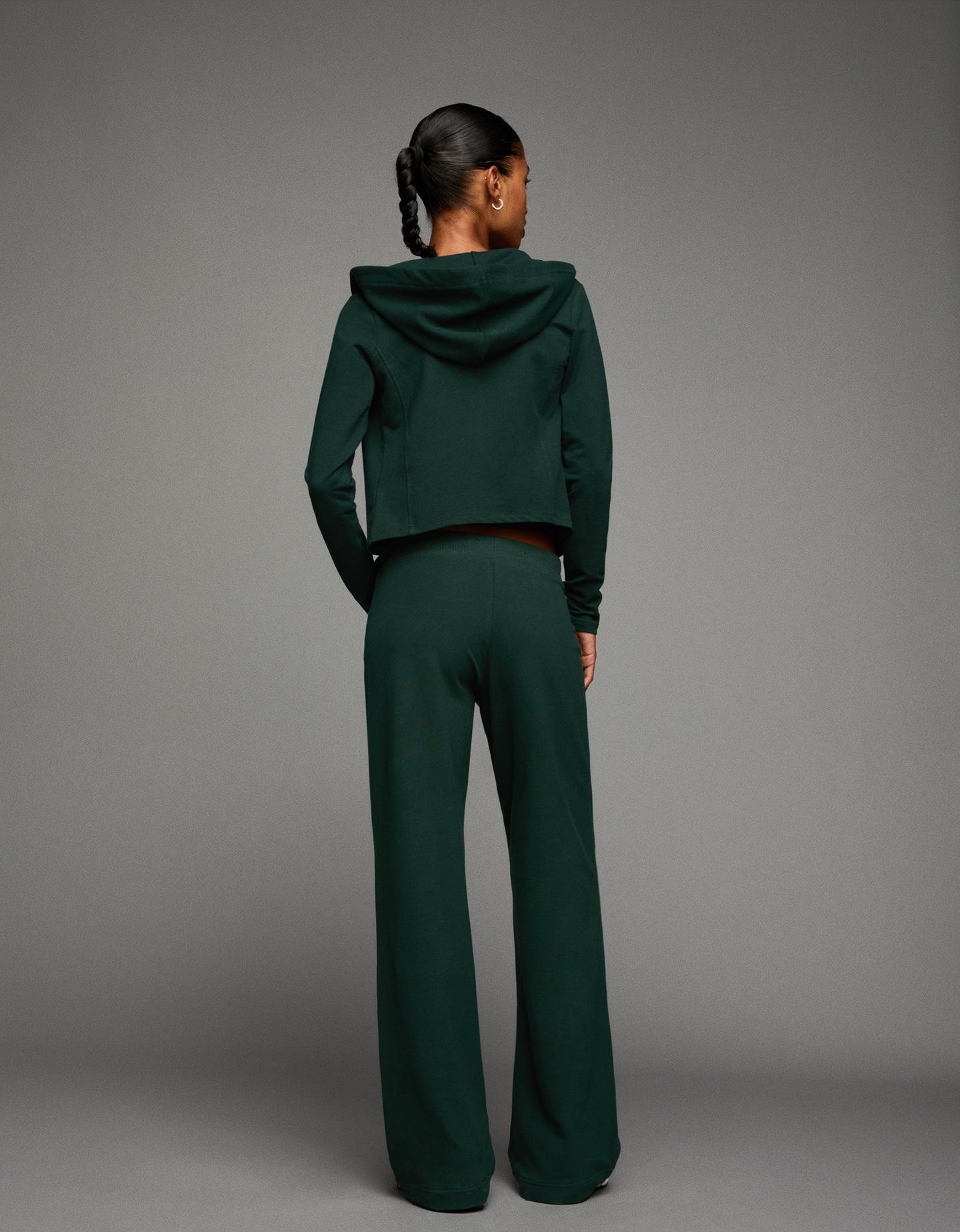 Bershka bluza z kapturem i suwakiem zielony